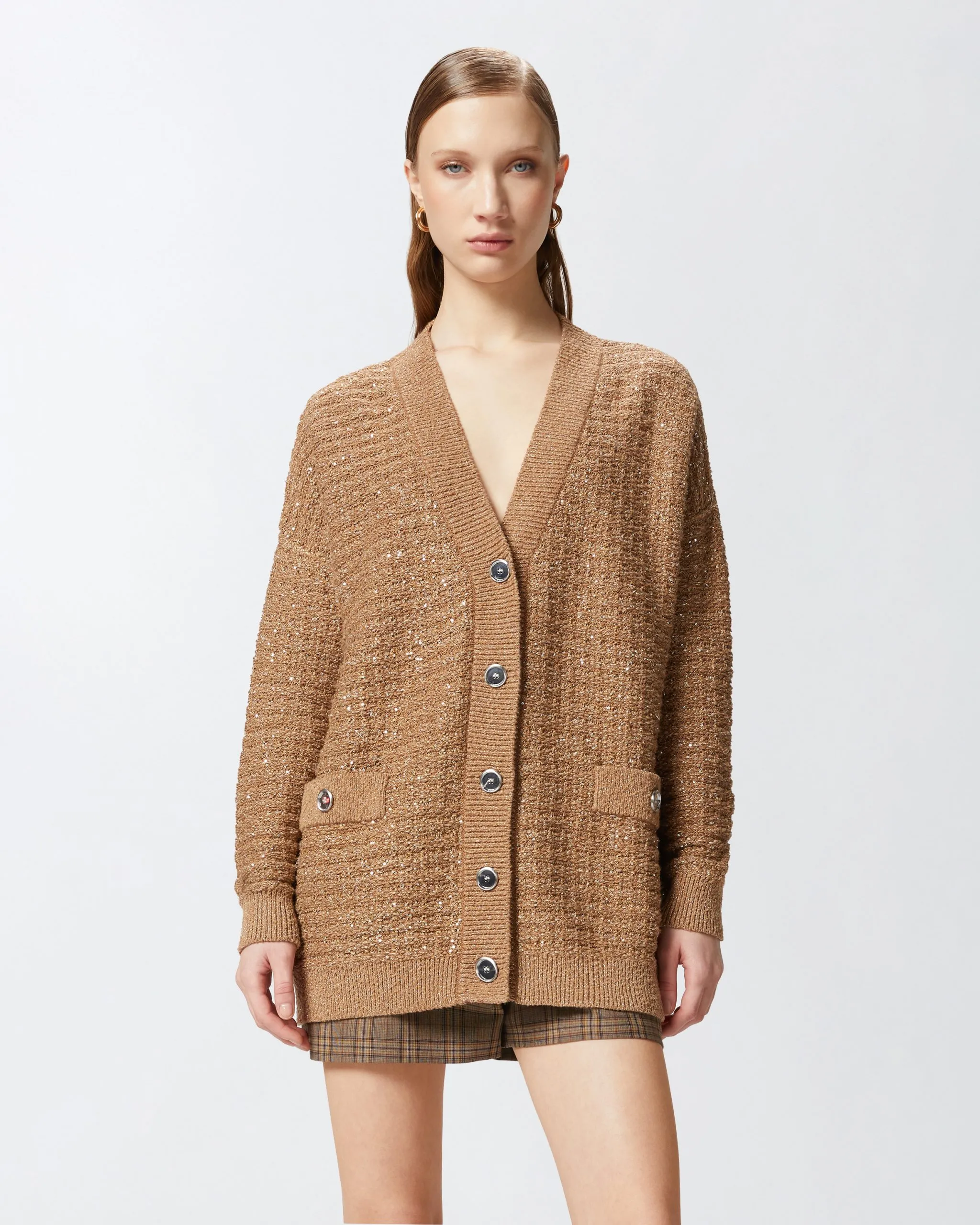 Cardigan en natté métallisé à paillettes Multicolore