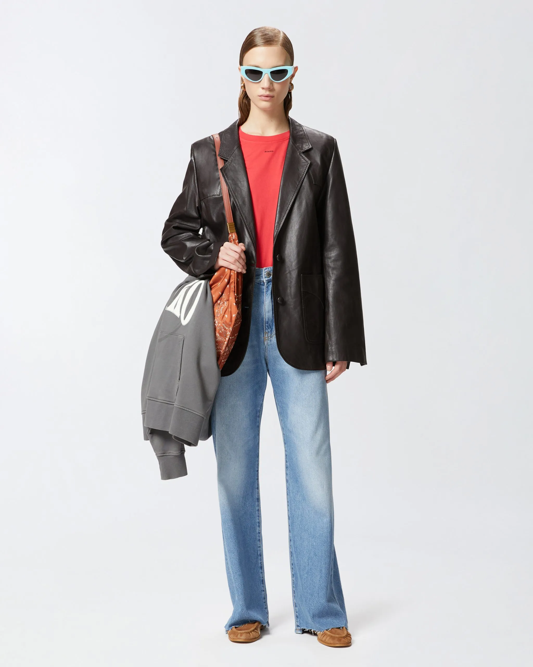 Jean palazzo en denim doux Bleu