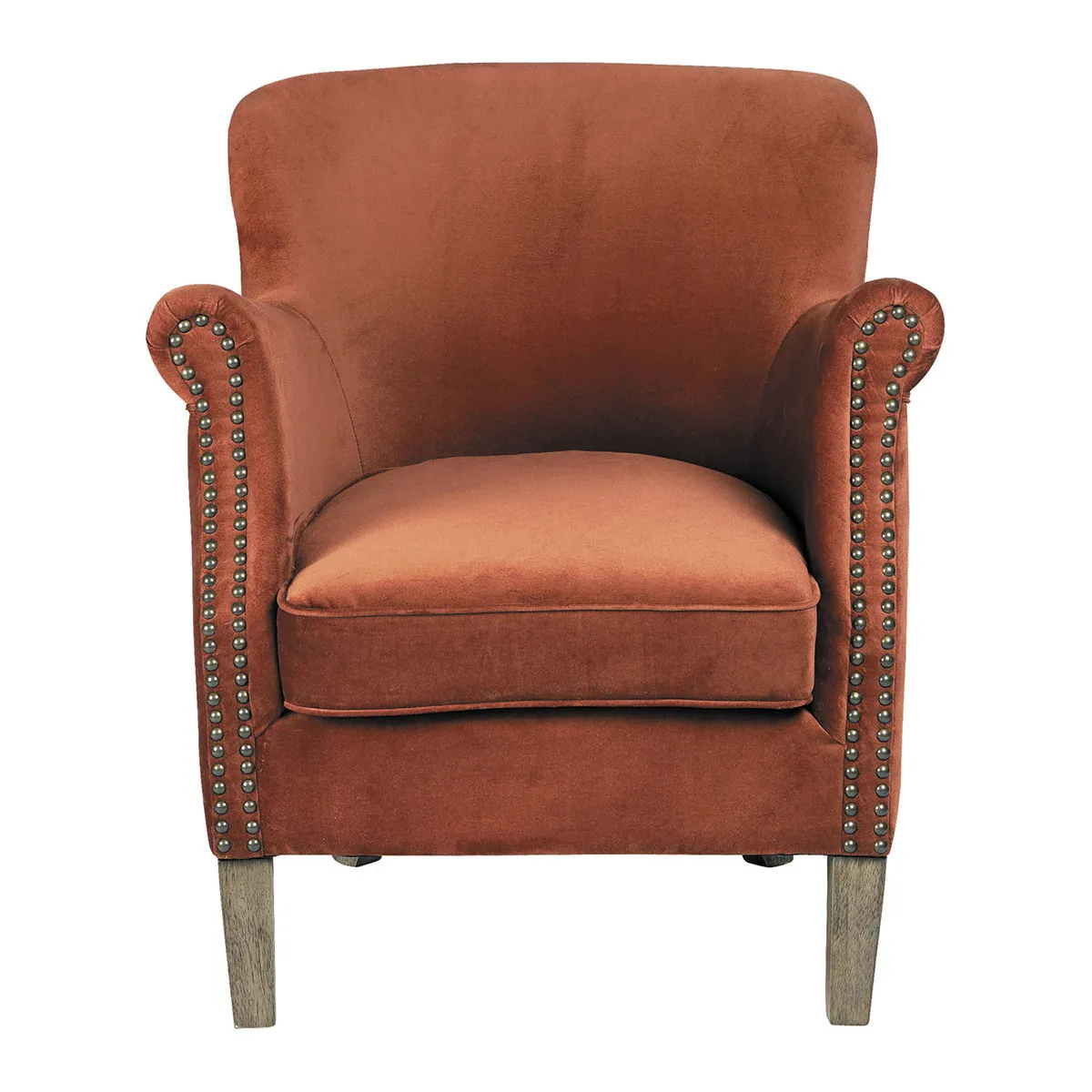 Fauteuil en velour Orange CLAUDE