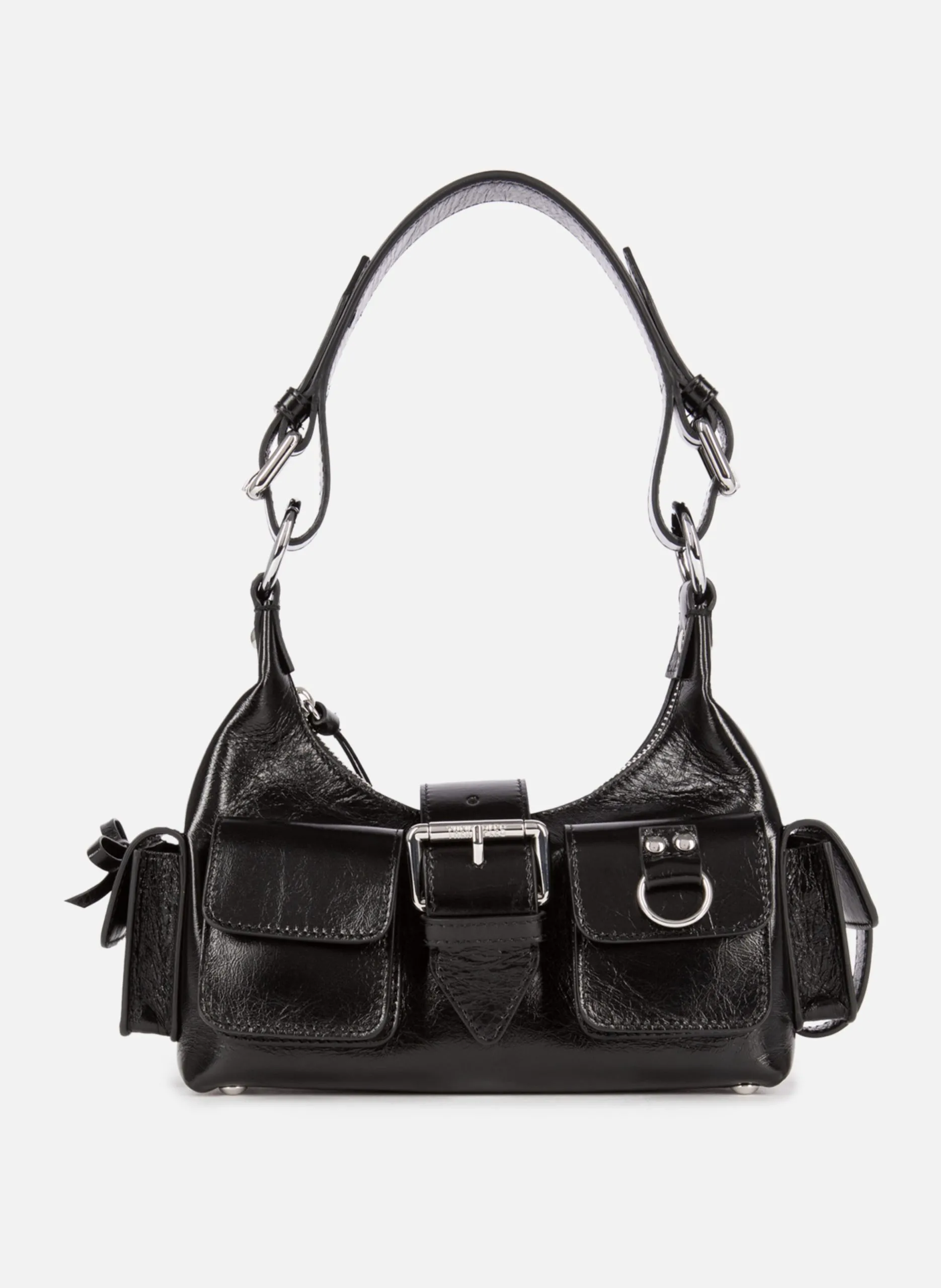 Sac amelia small en cuir craquelé Noir