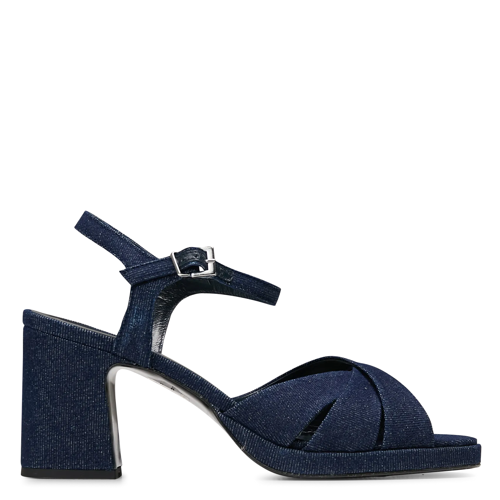 Sandales à talon en coton Bleu LOVELY