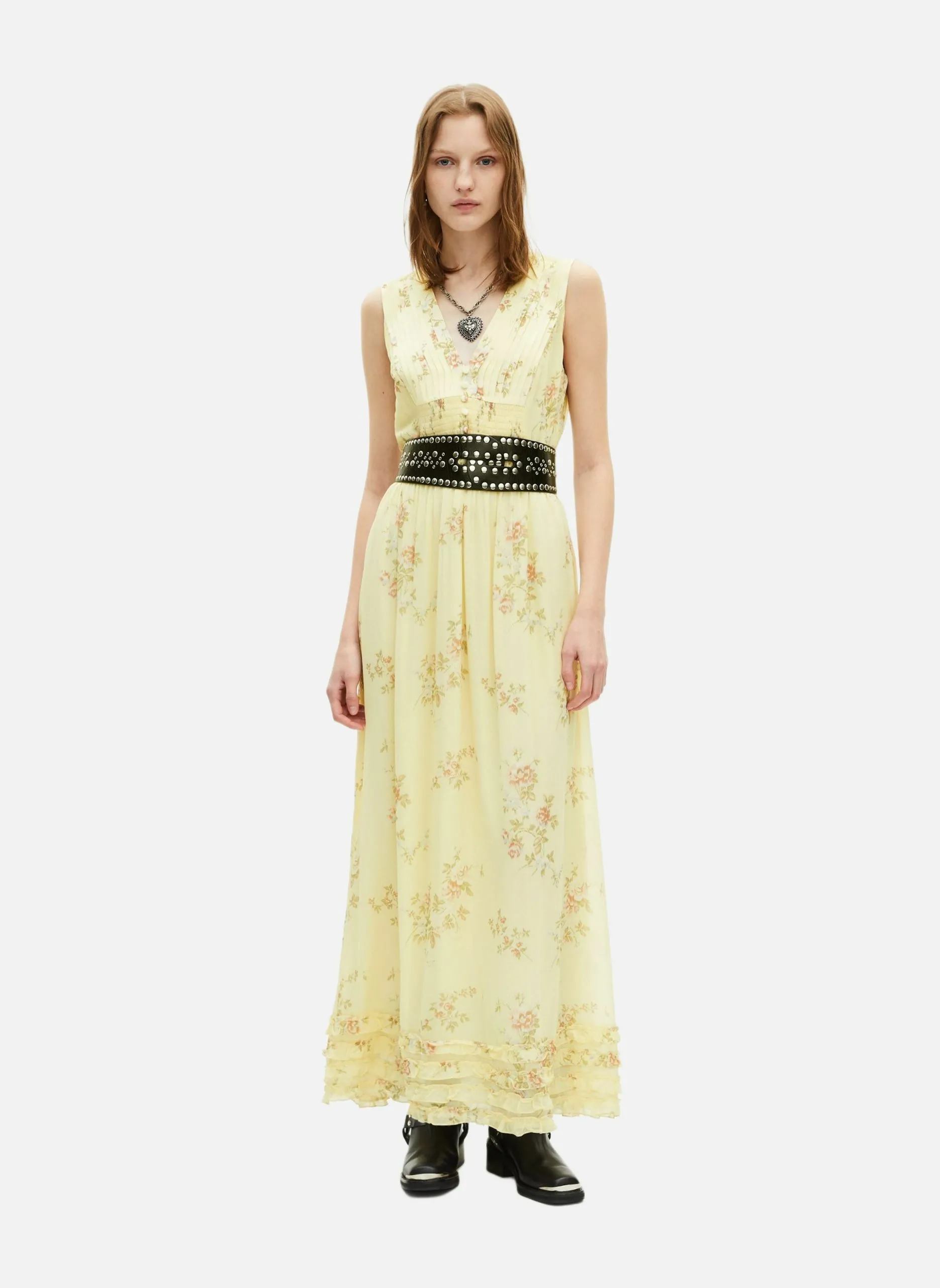 Robe longue imprimée Jaune