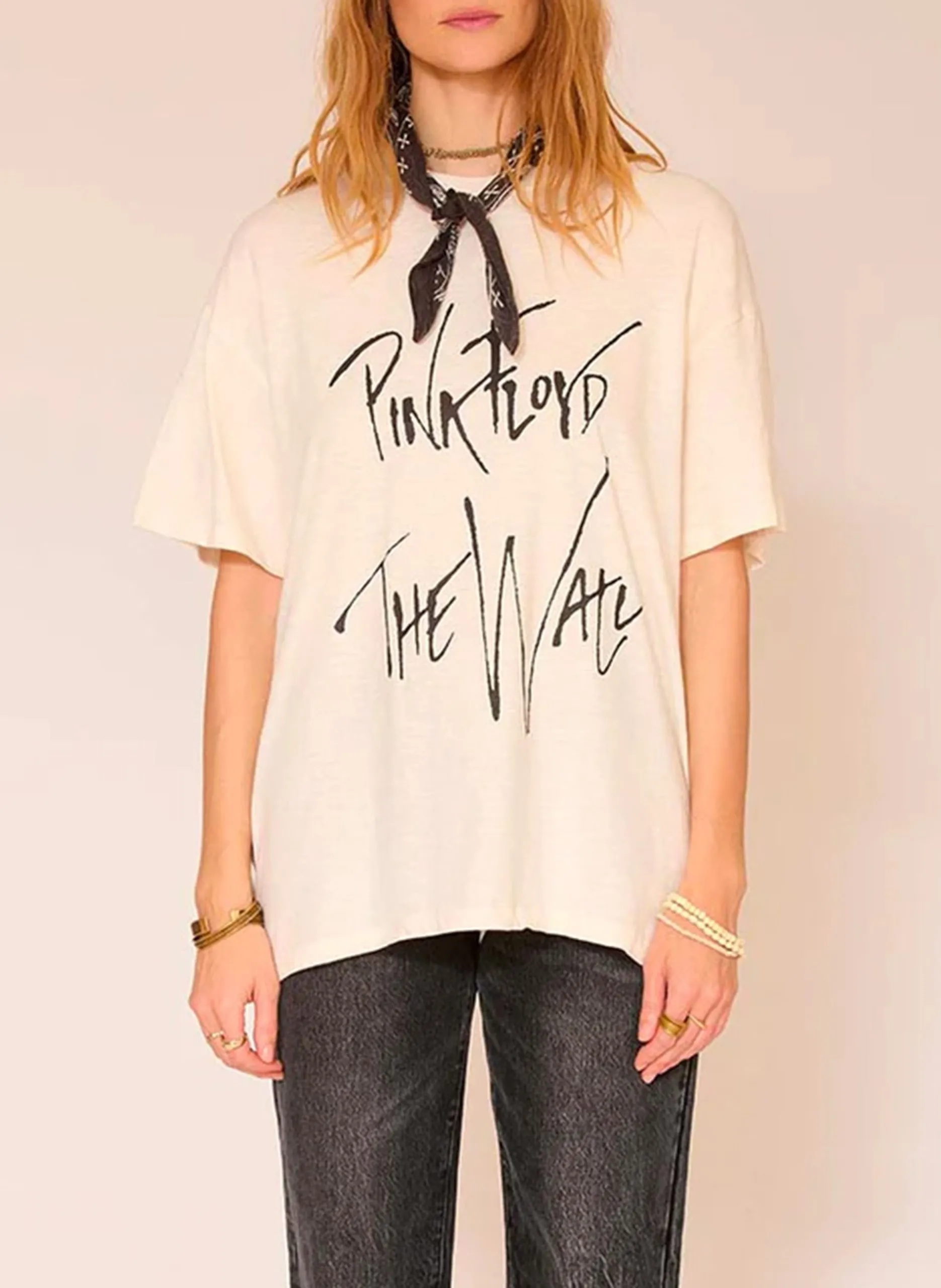 Tee-shirt col rond en coton Beige TANJA