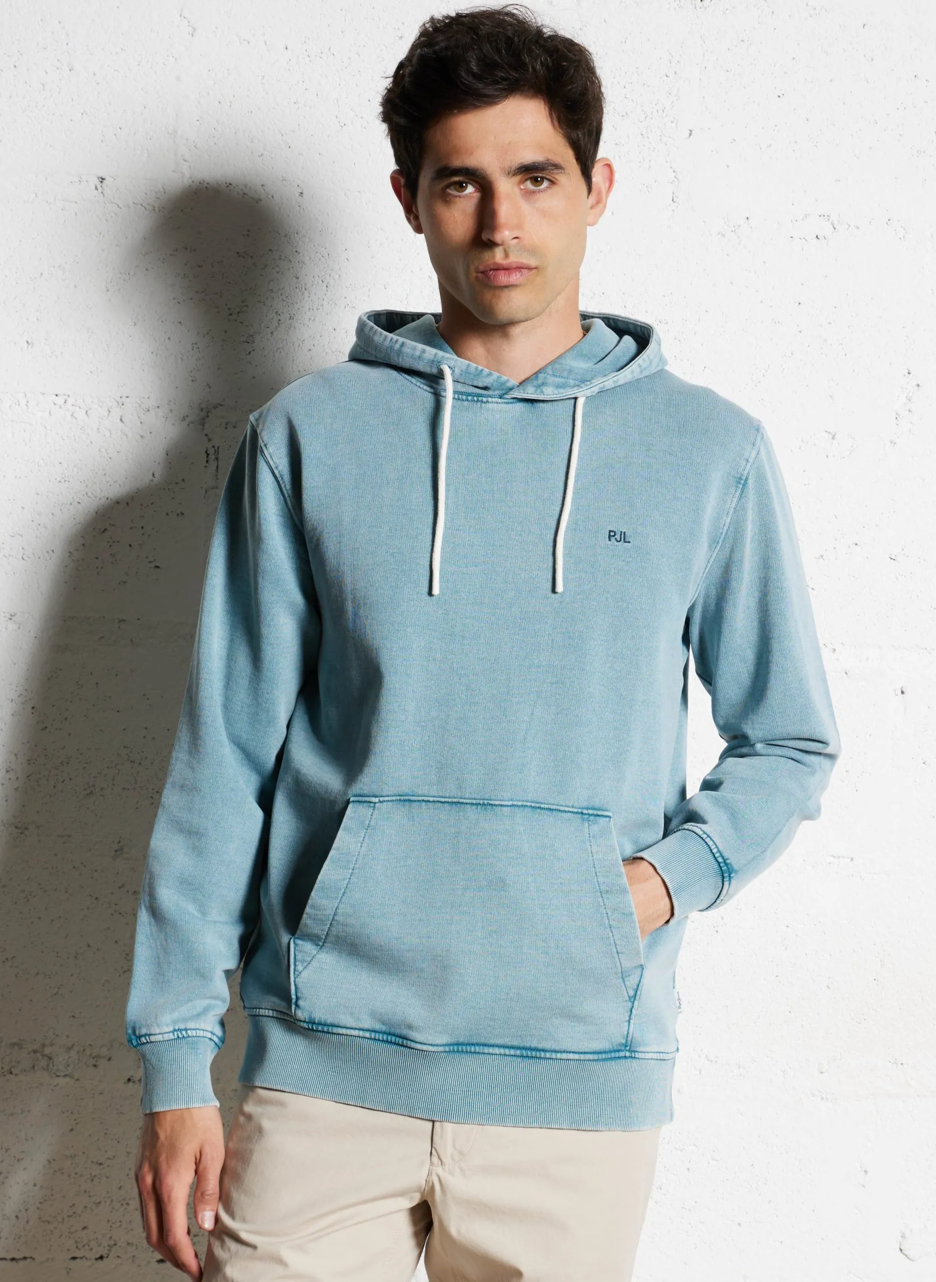 Sweat col rond en coton Bleu