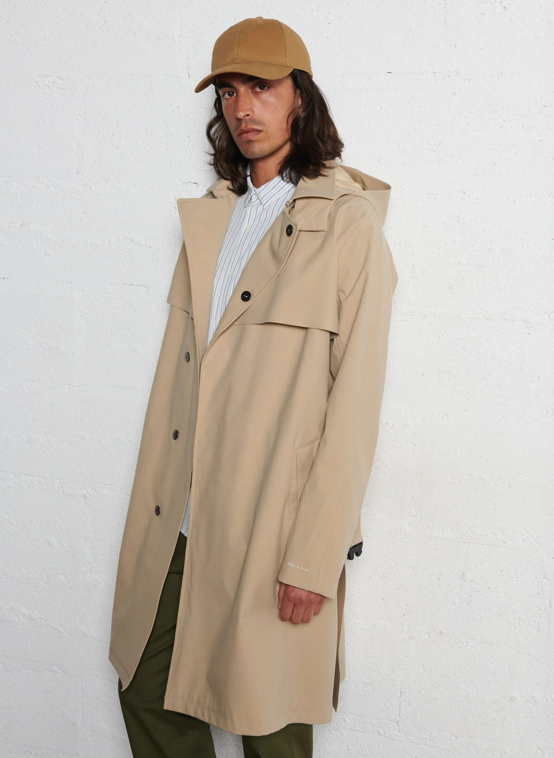 Trench col chemise à capuche Beige