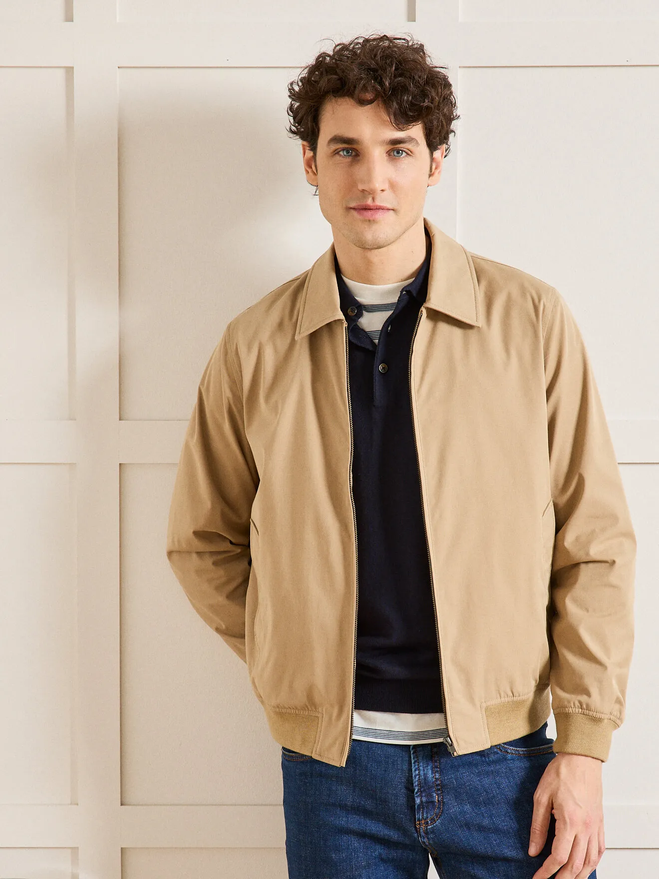 Blouson uni zippé Beige