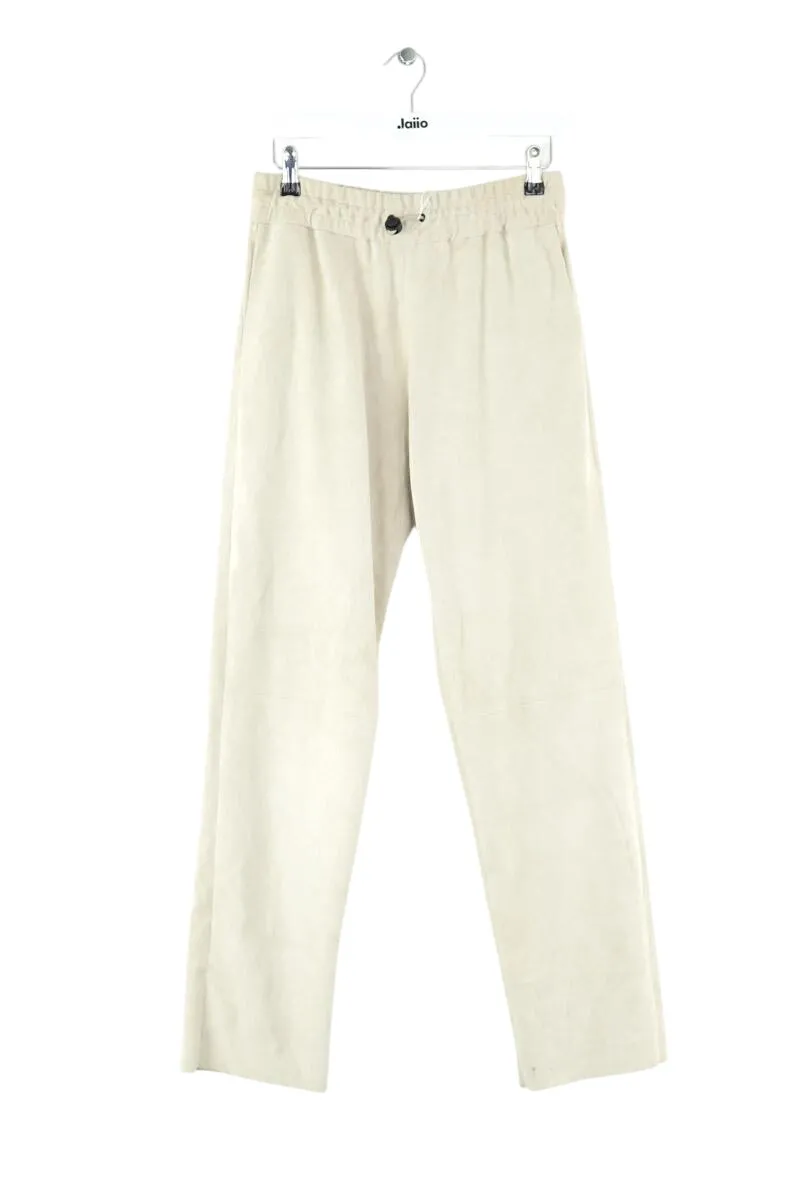 Pantalon droit en cuir Beige