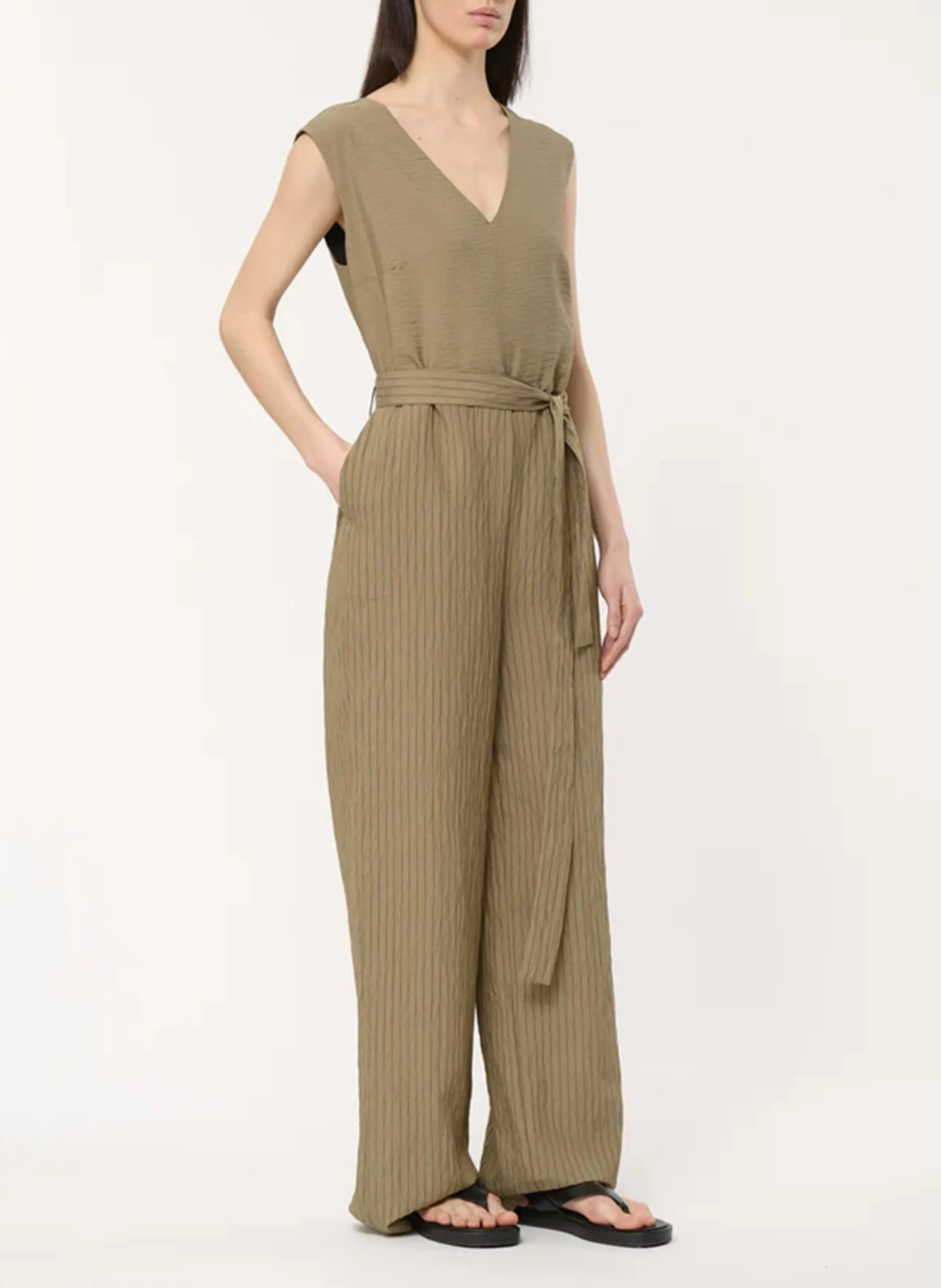 Combinaison col V rayée Vert