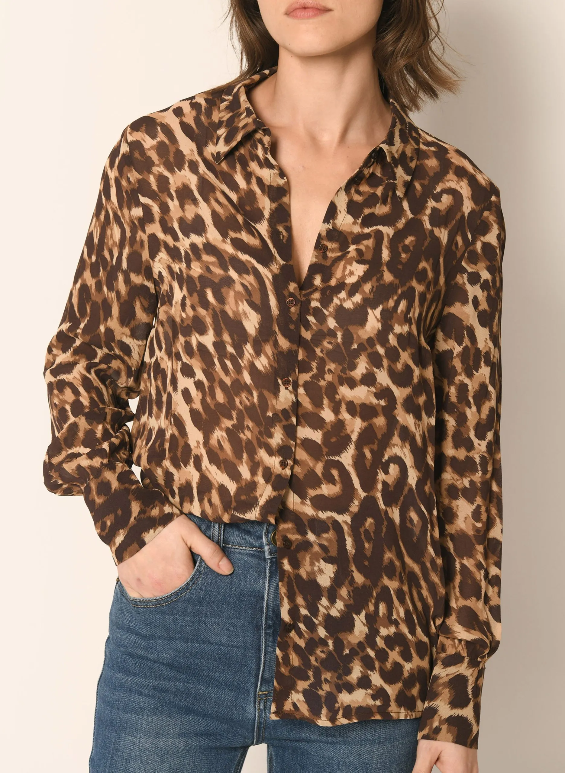 Chemise droite imprimée Marron AZELIA