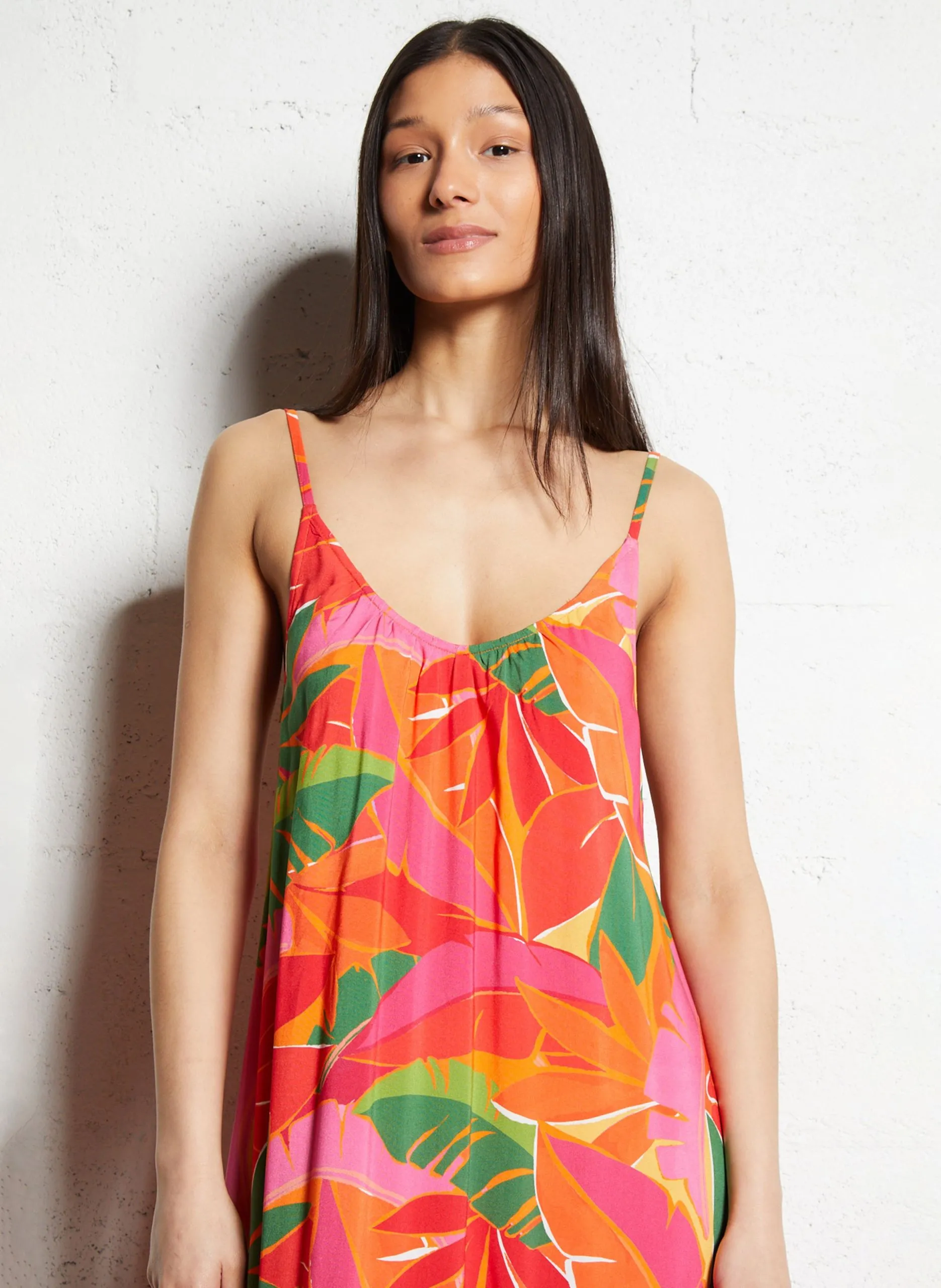 Robe longue imprimée Rouge RHONA