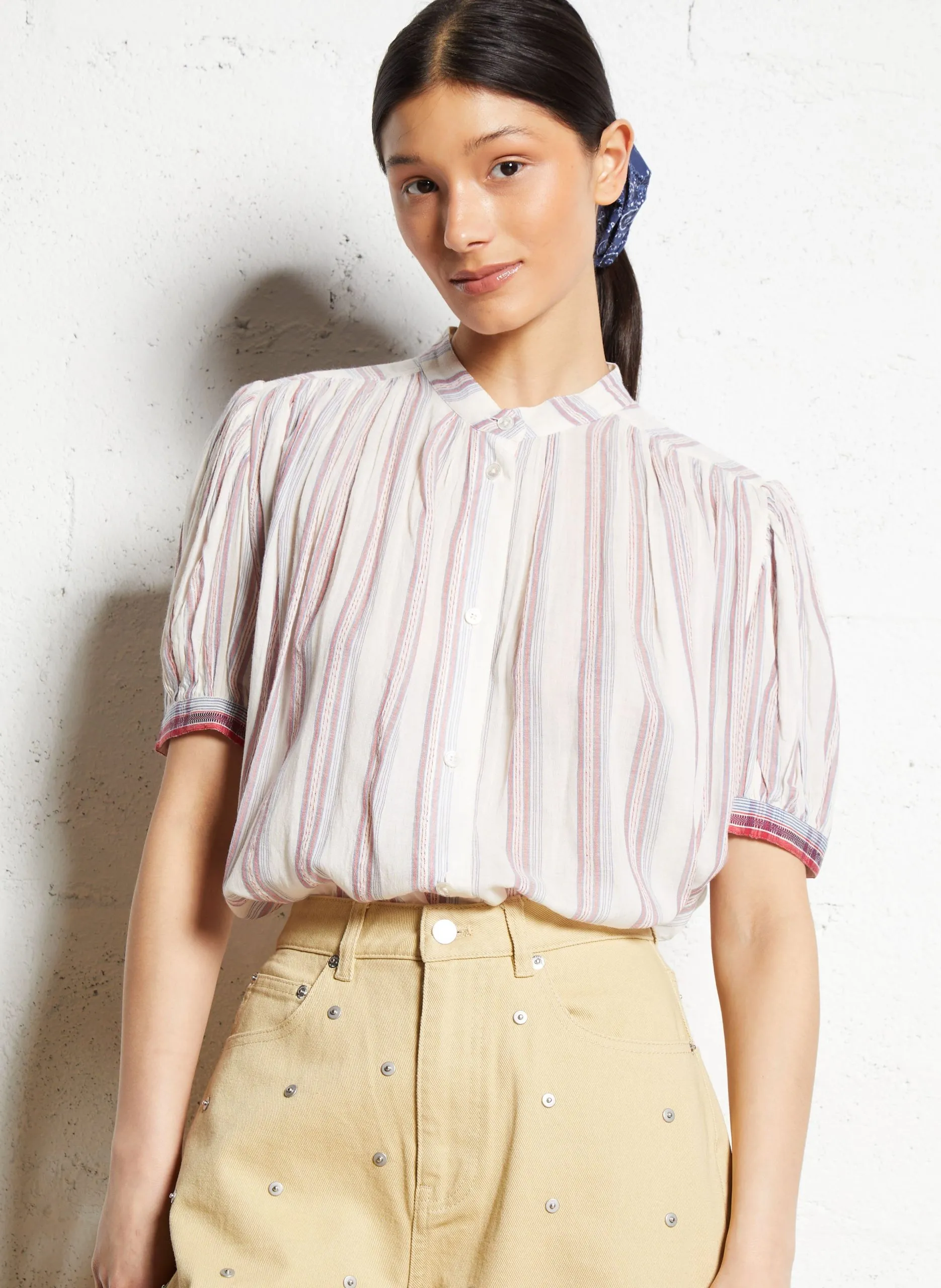 Chemisier oversize en coton imprimé Rouge AJMER