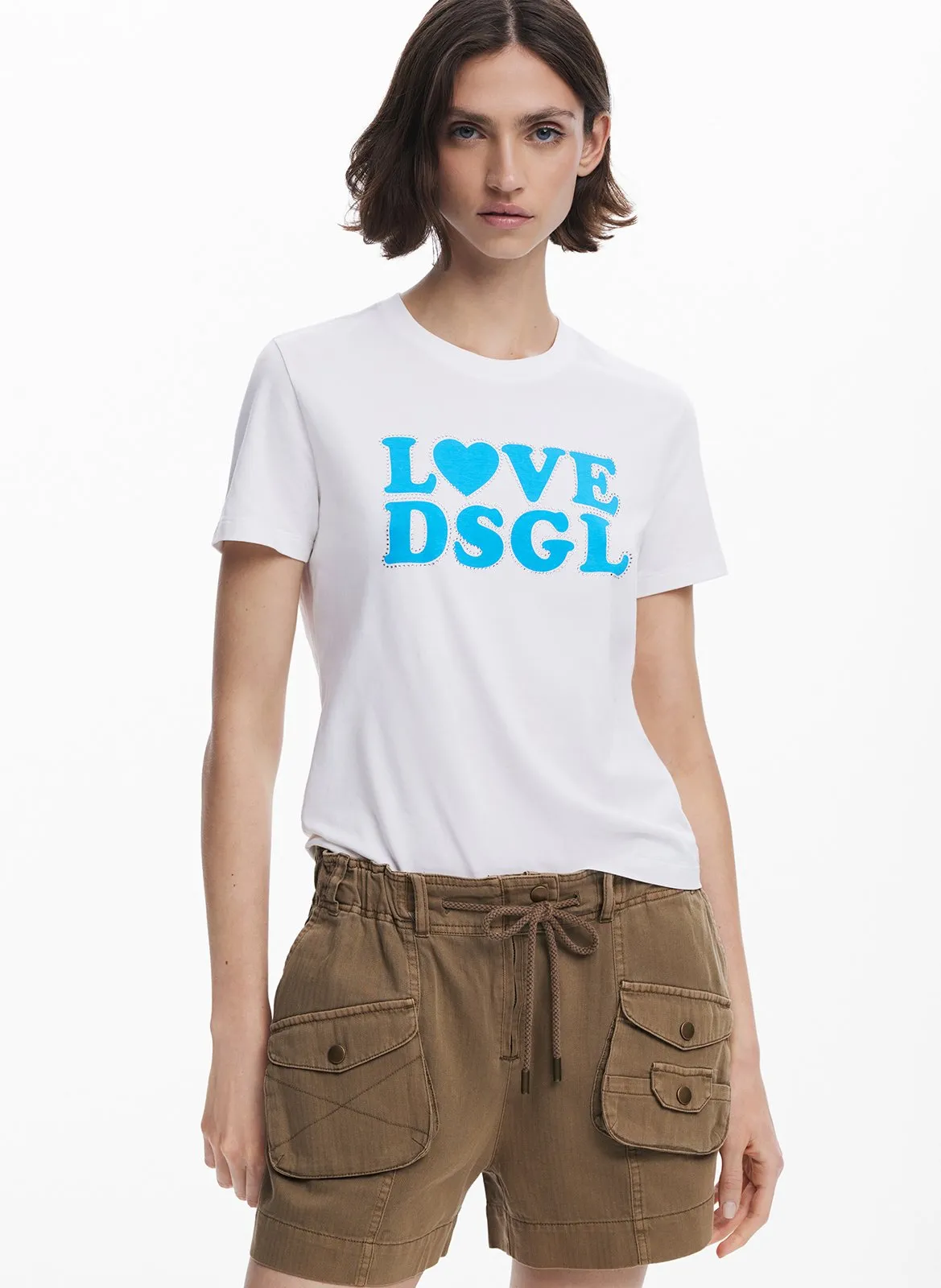 Short cargo en coton Vert