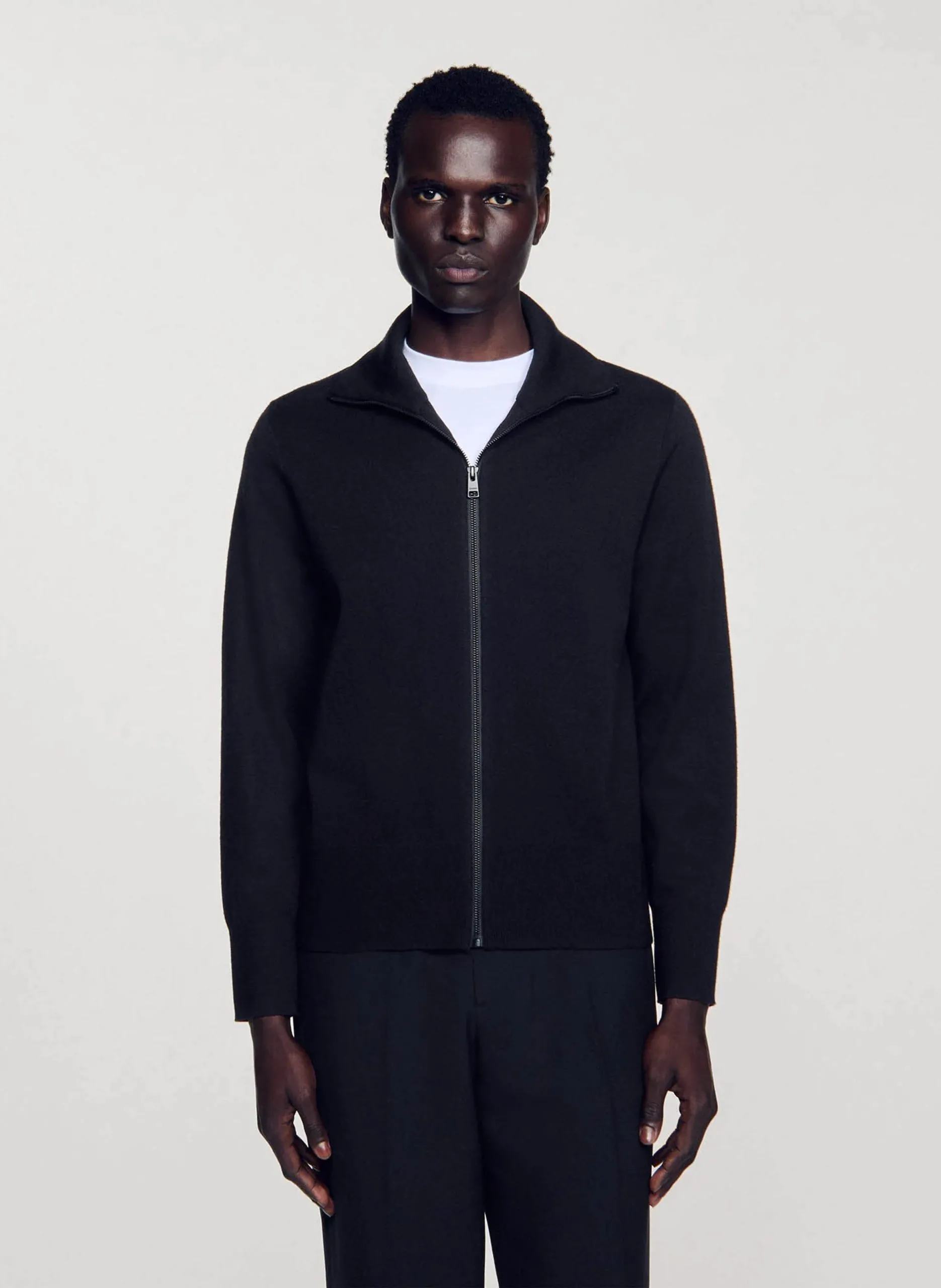 Gilet zippé en laine Noir