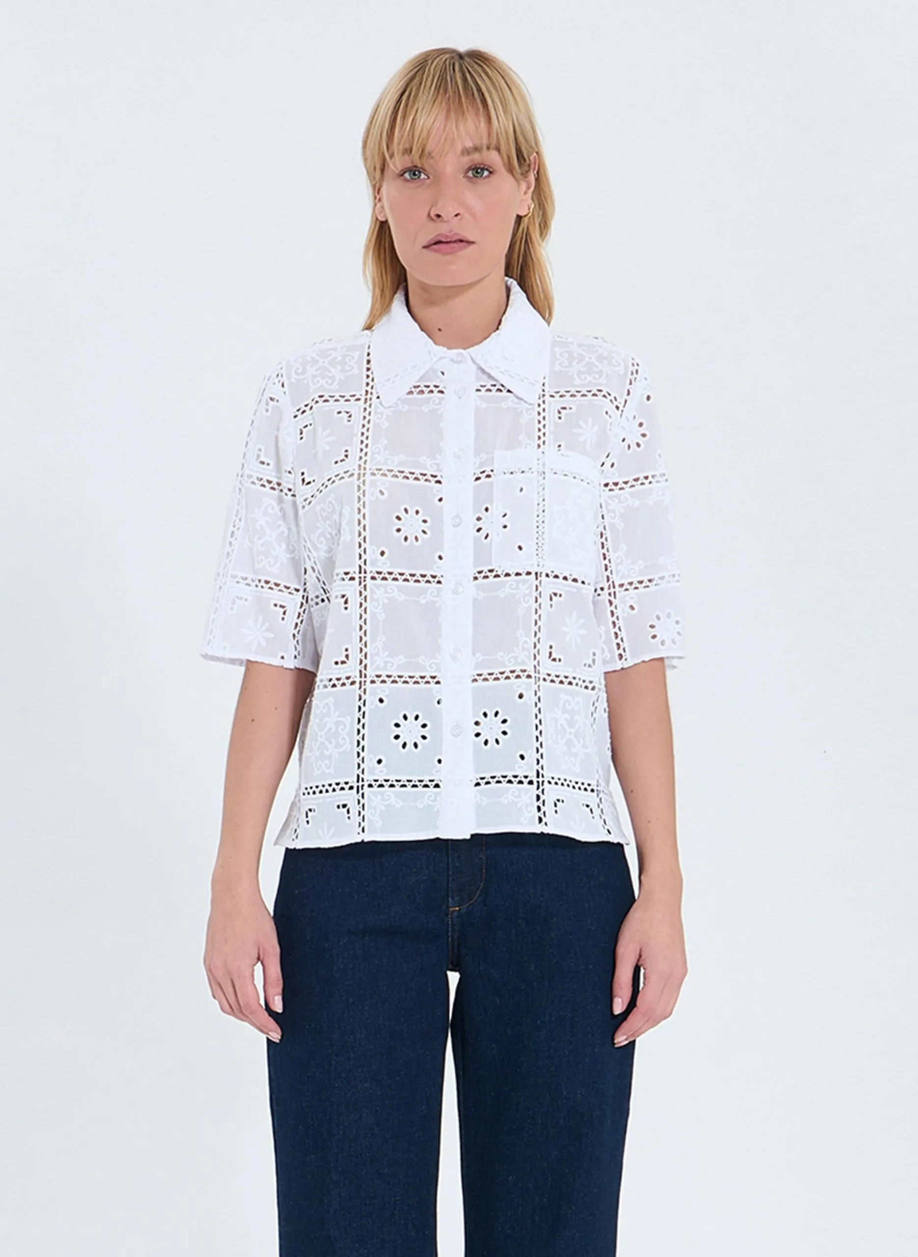 Chemise col classique en coton Blanc CELIANA