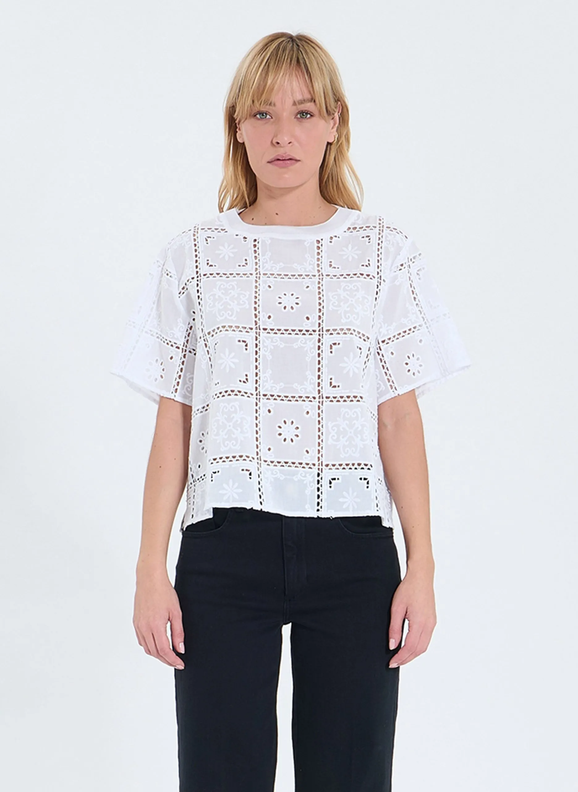 Top col rond en coton Blanc TREVOR