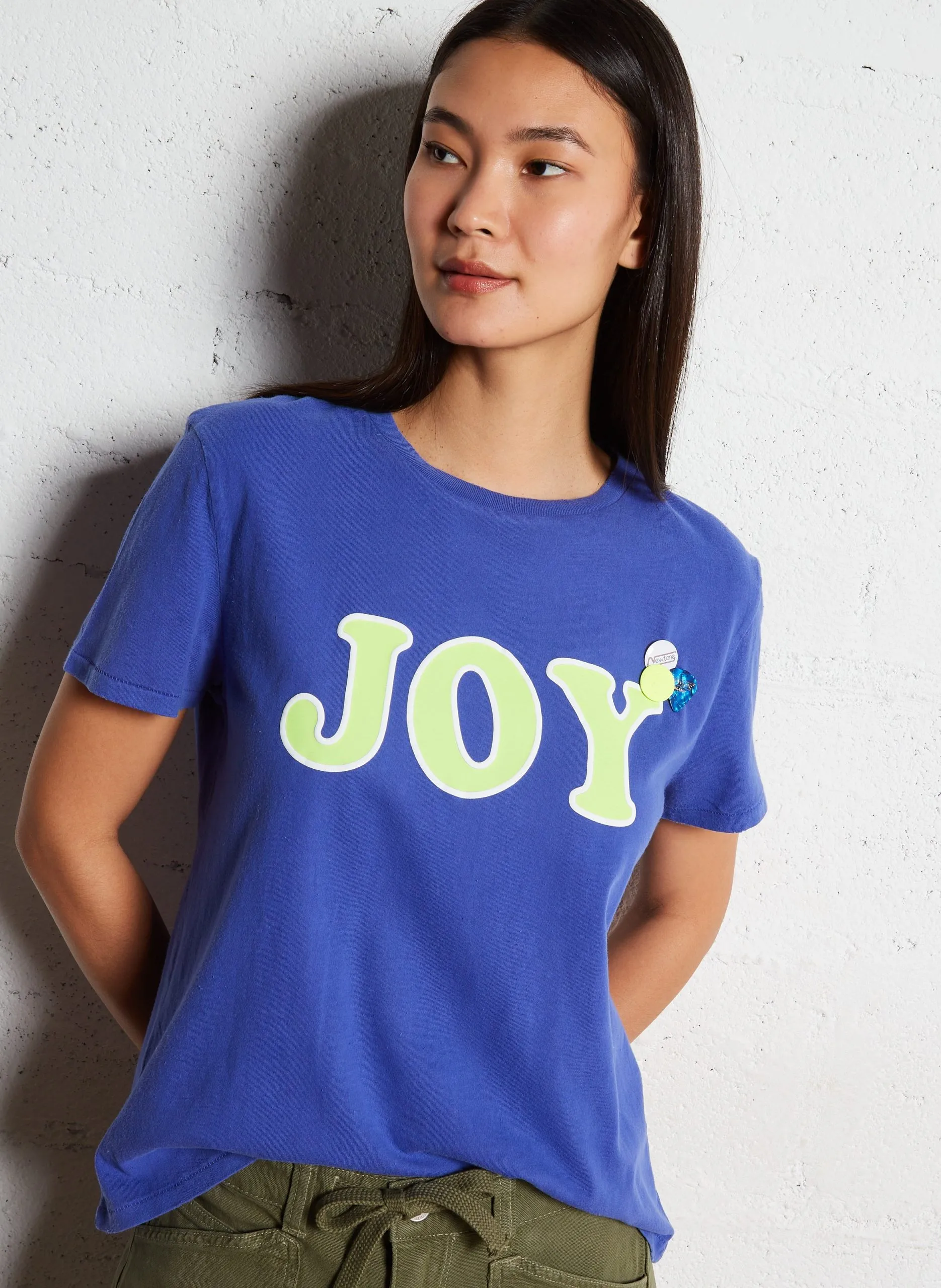Tee-shirt droit col rond en coton Bleu STARLIGHT JOY