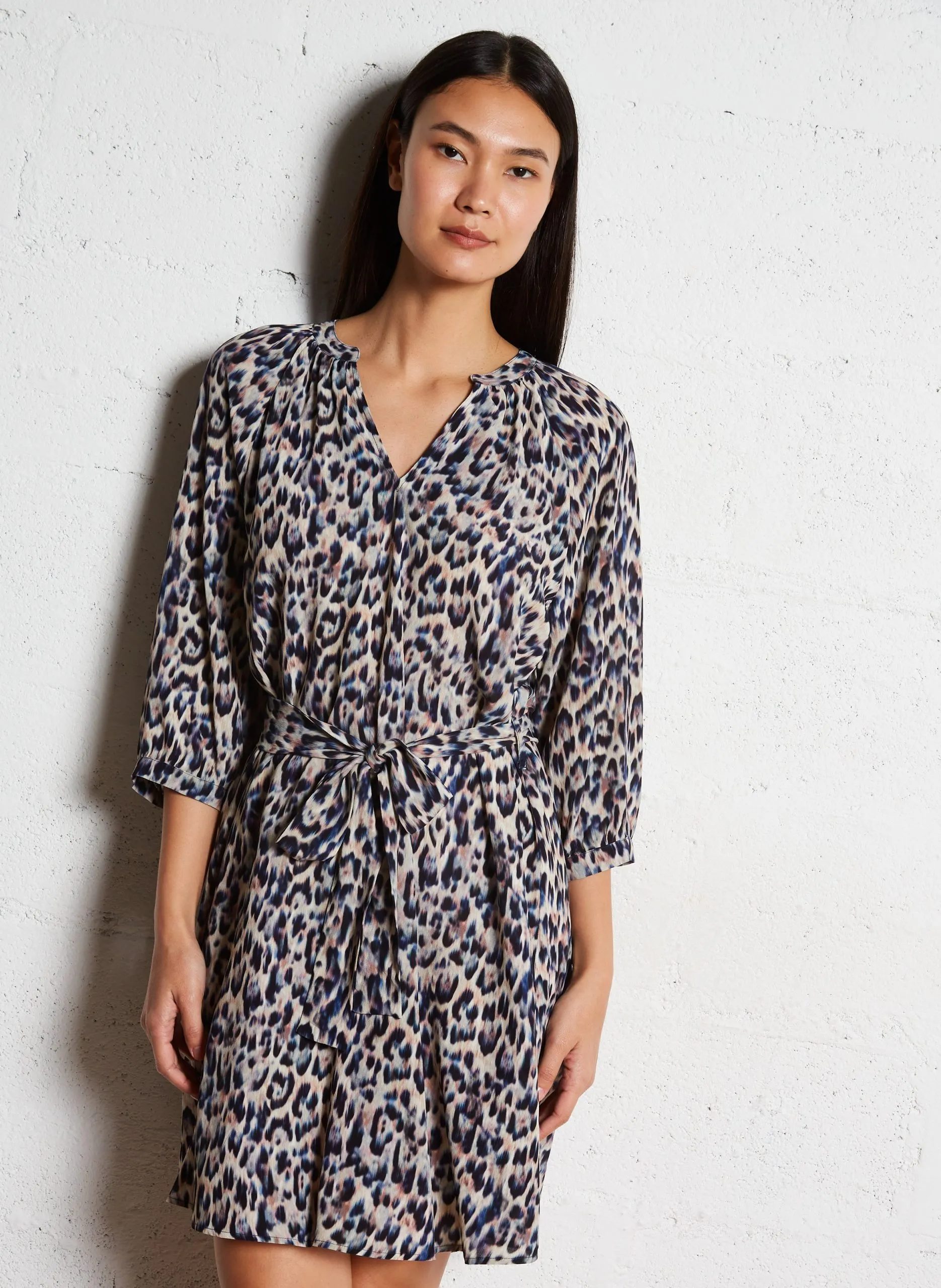 Robe courte imprimée Bleu RELOUKA