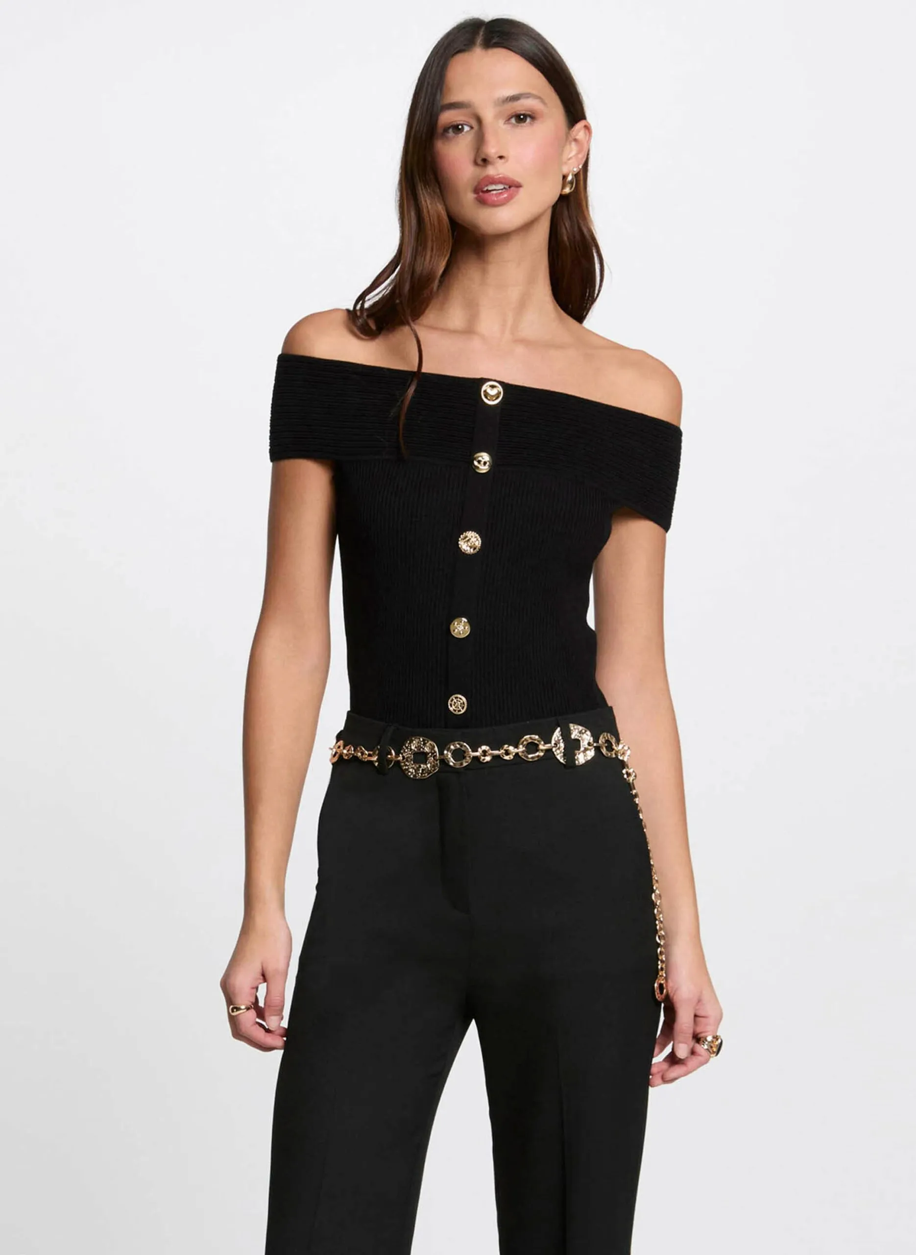 Pull col bardot Noir 251-MDONA