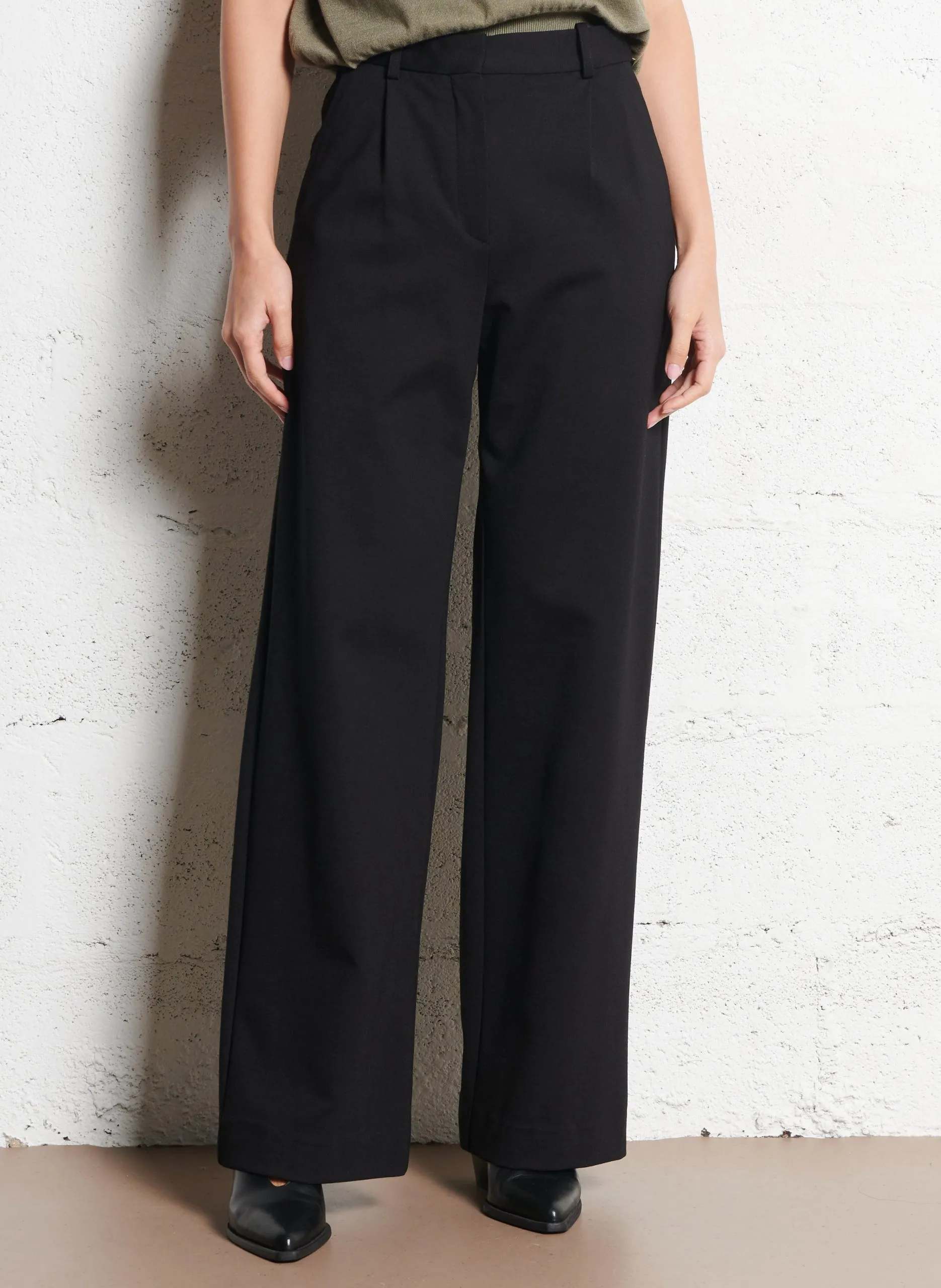 Pantalon droit taille mi-haute confort Noir