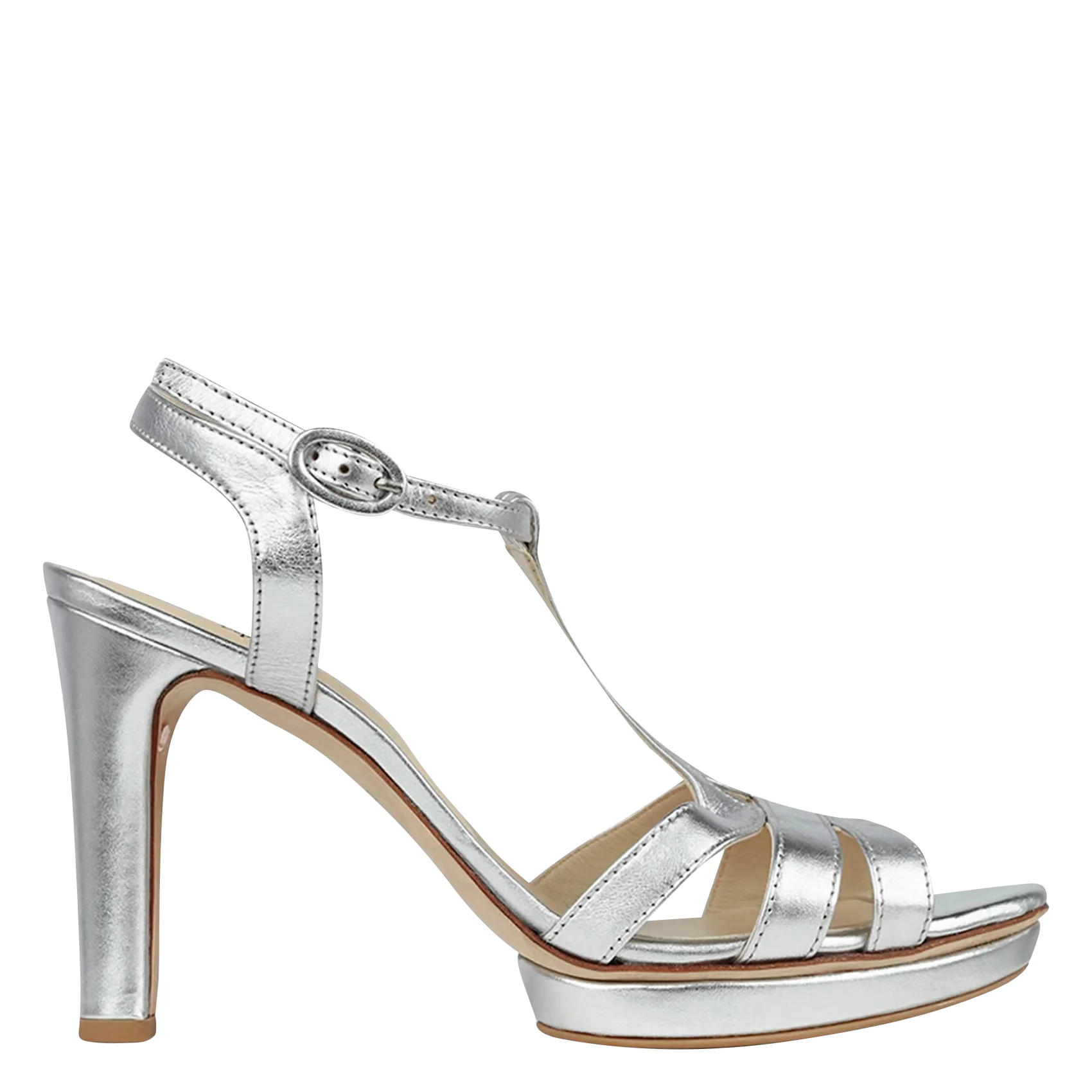 Sandales hautes à brides en cuir Argent BIKINI