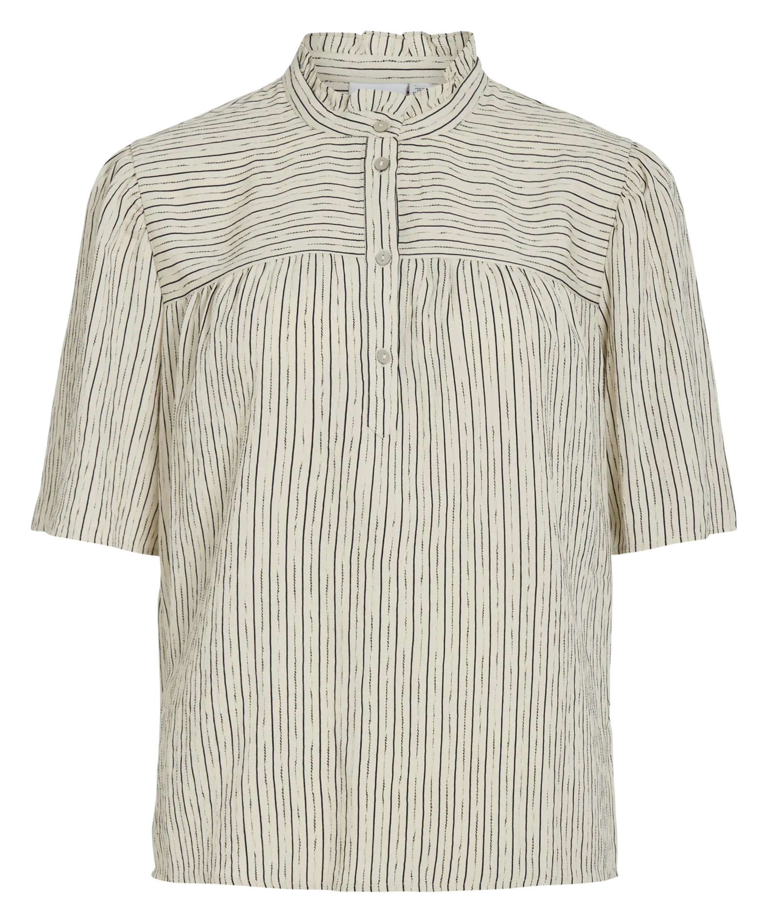 Top col rond à rayures Beige