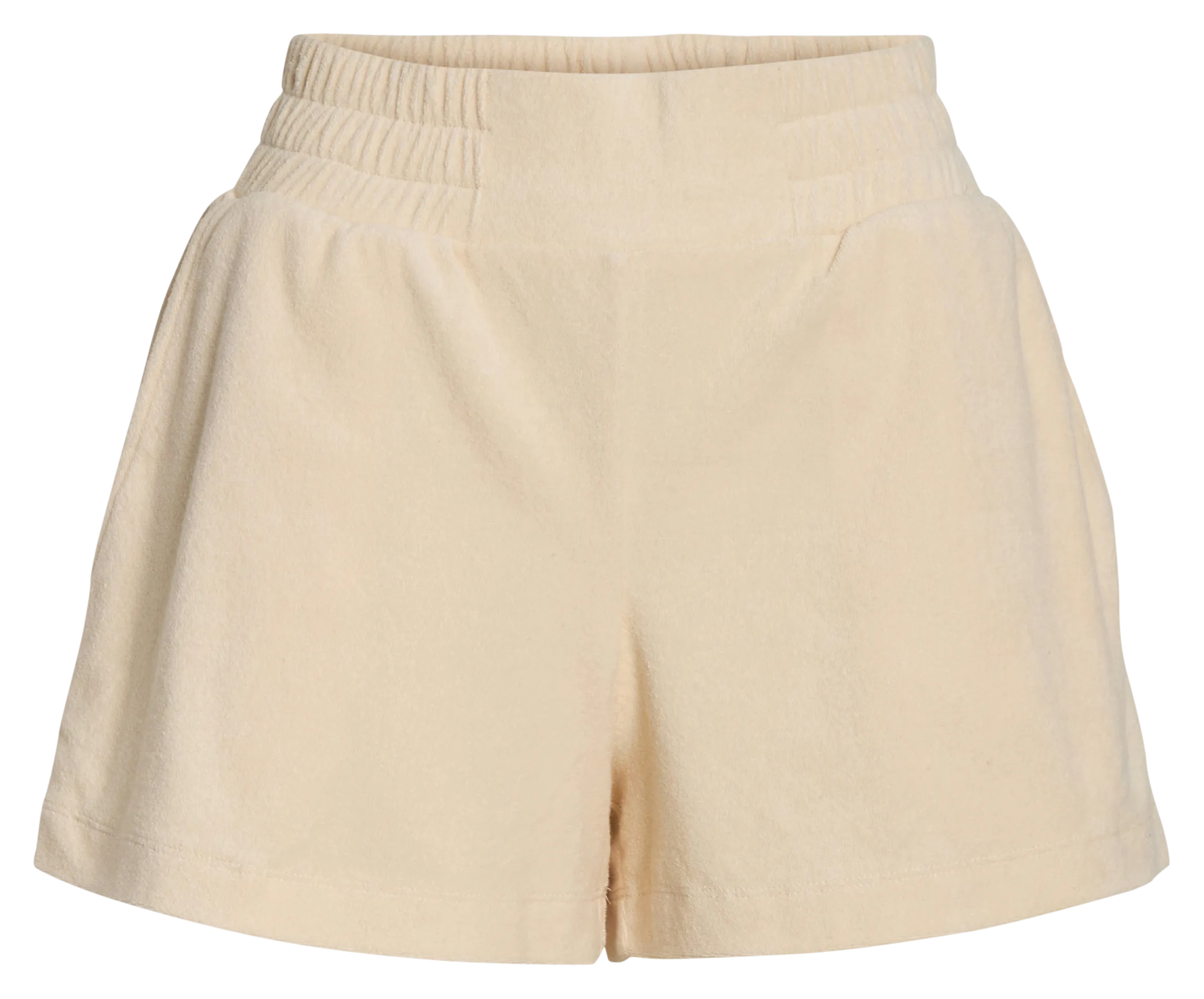 Short taille haute en coton mélangé Beige