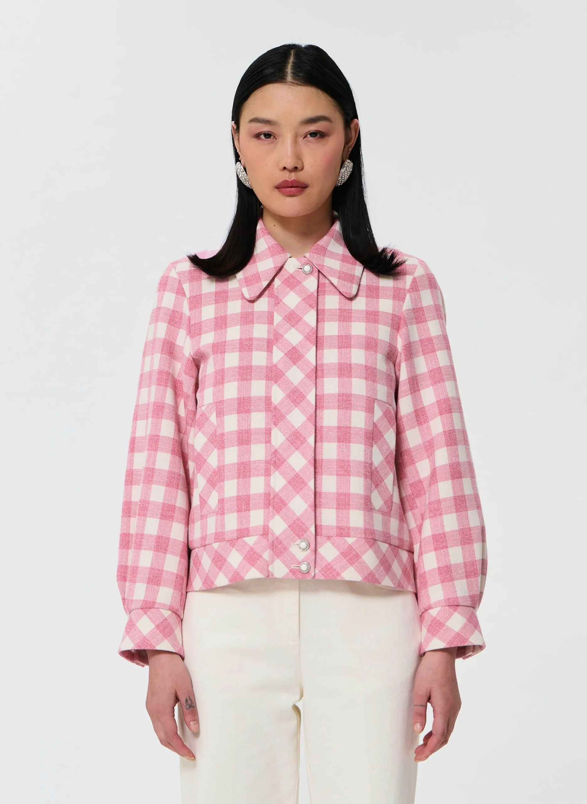 Blouson droit en coton mélangé imprimé Rose BEATRICE