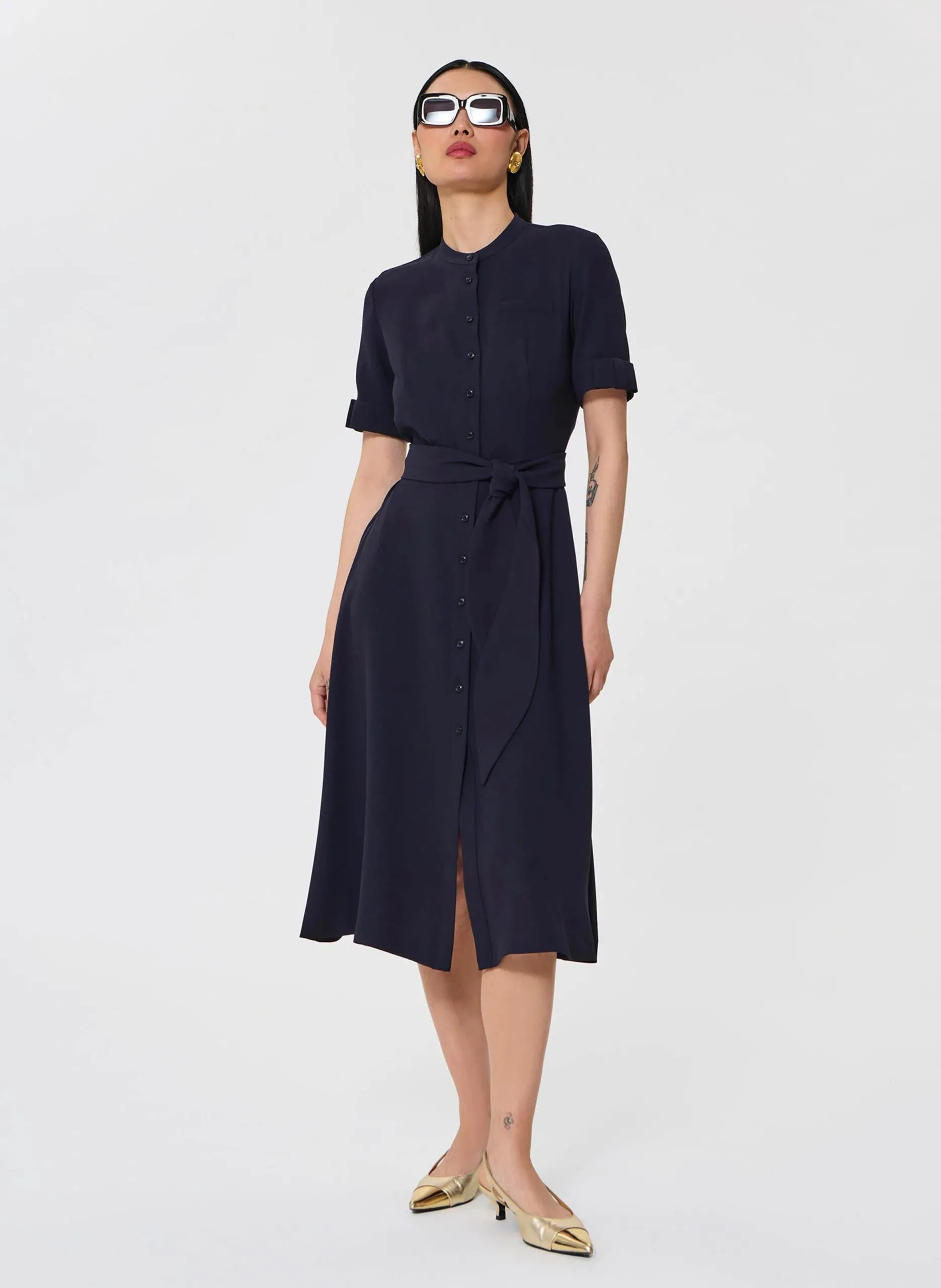 Robe midi col rond Bleu RICOCHET