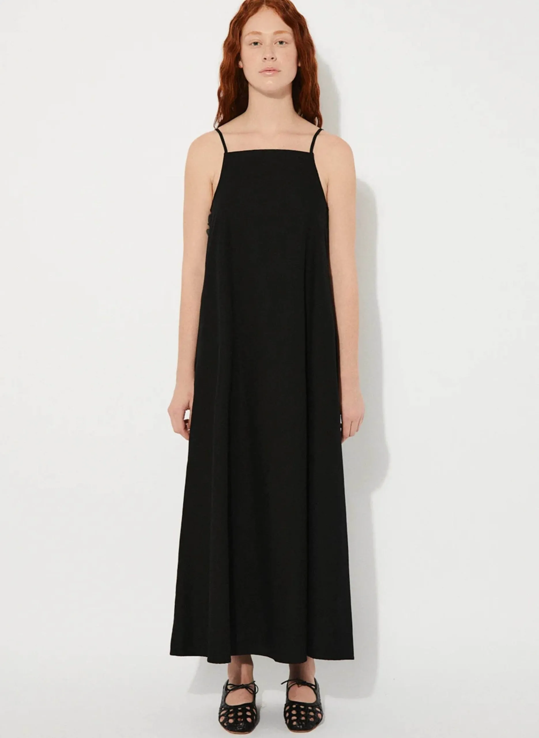 Robe longue en coton bio Noir PERENNIAL