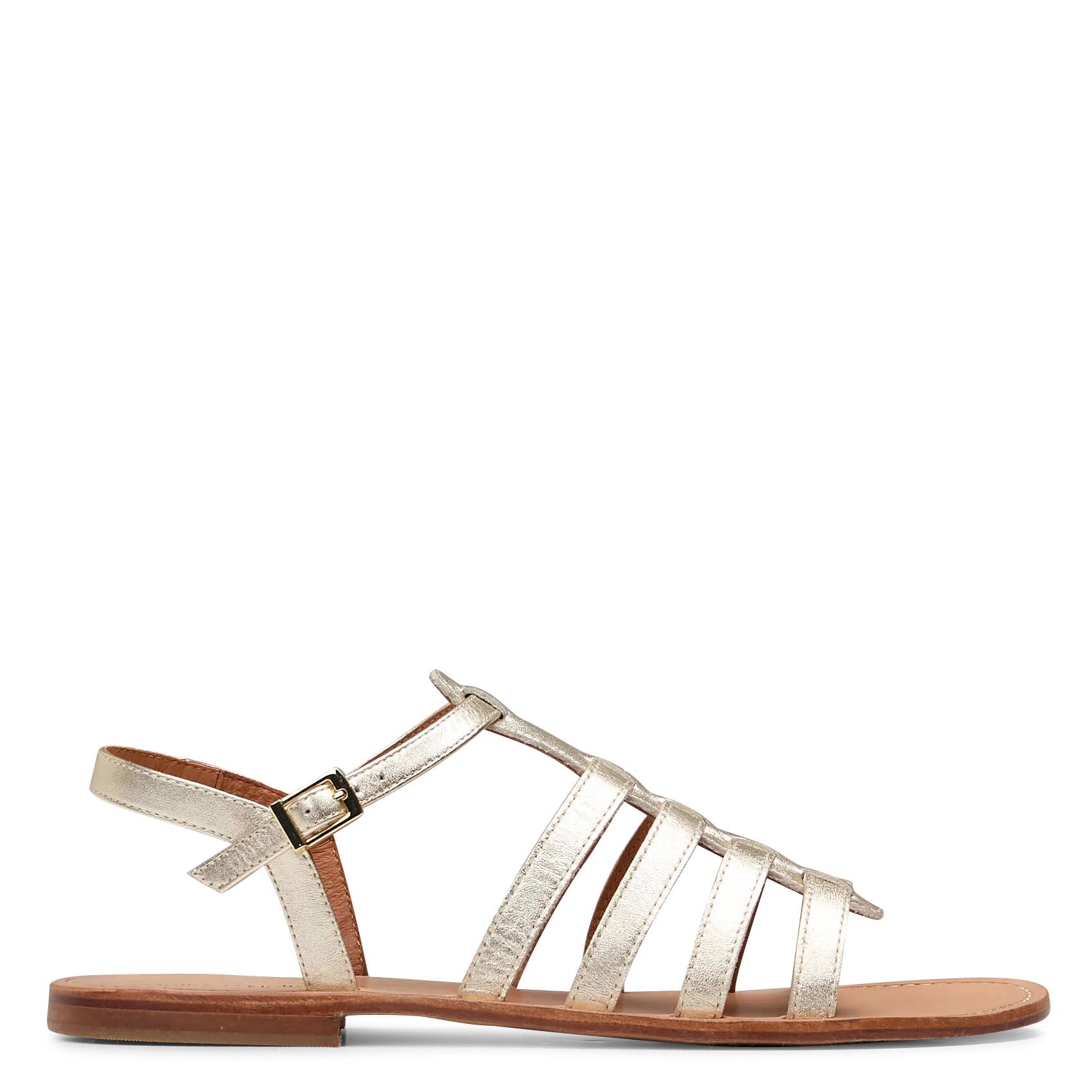 Sandales plates en cuir métallisé Doré FELIPE