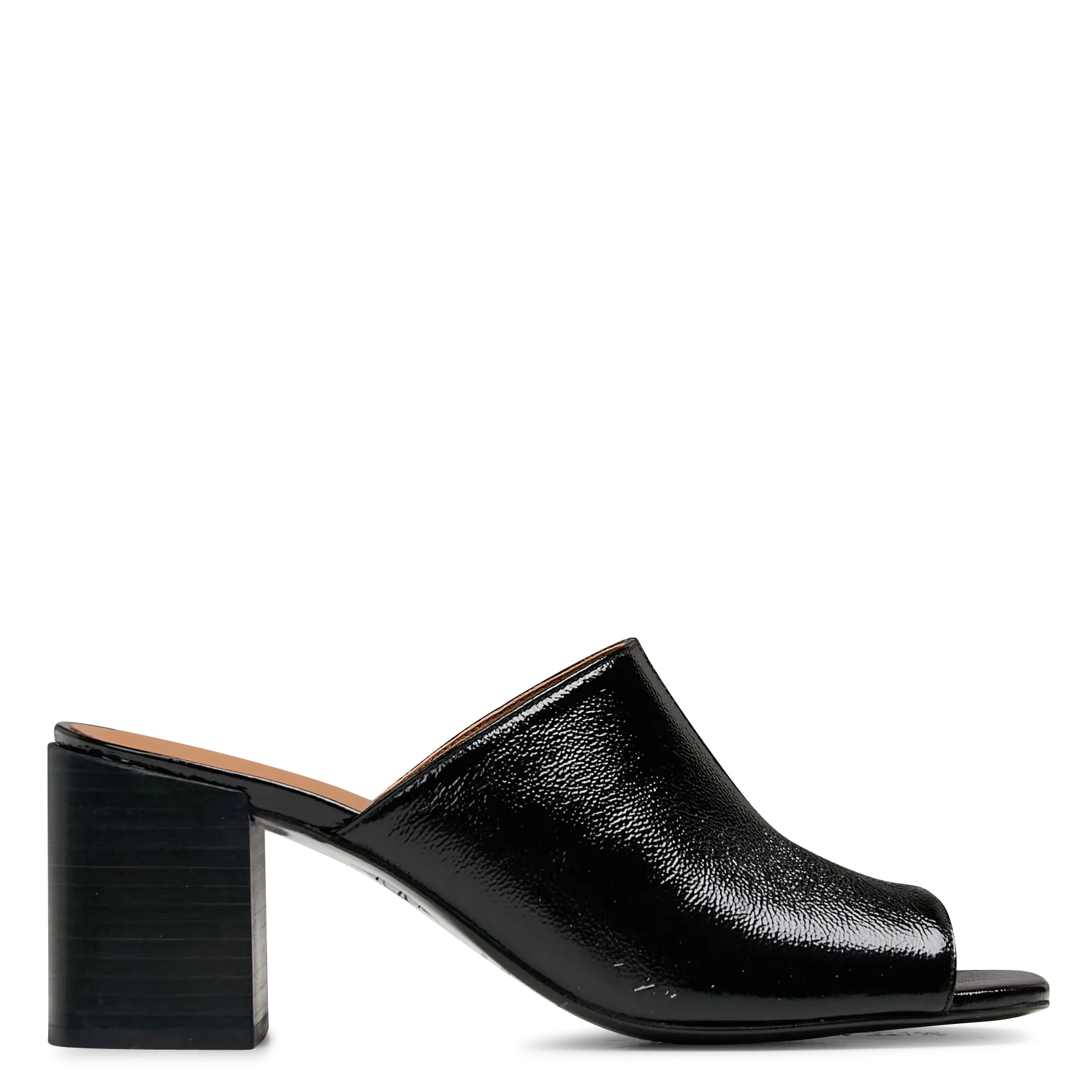 Mules à talon en cuir vernis Noir ANOUKA