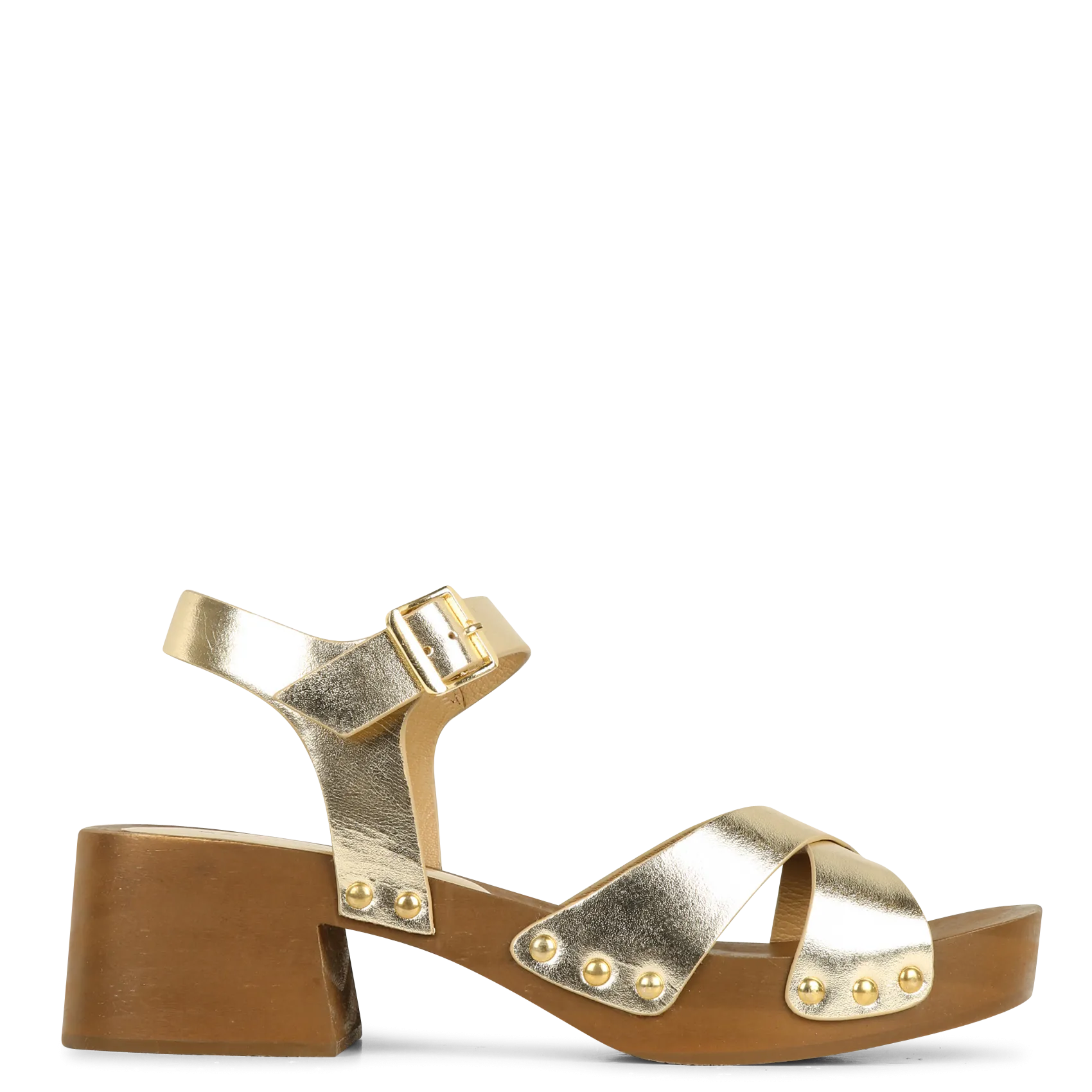 Sandales à talons en cuir Jaune