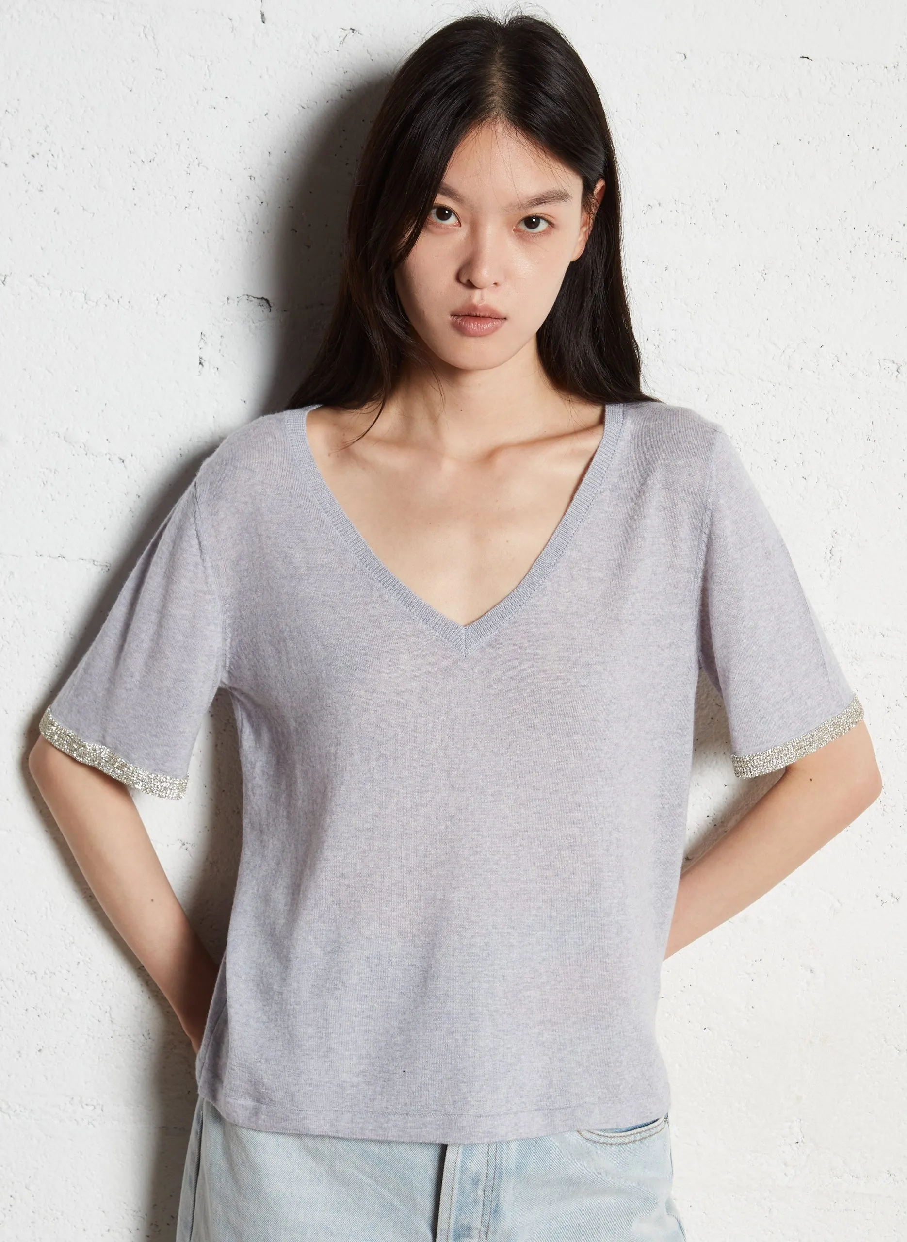 Pull droit en laine Gris MARLENE