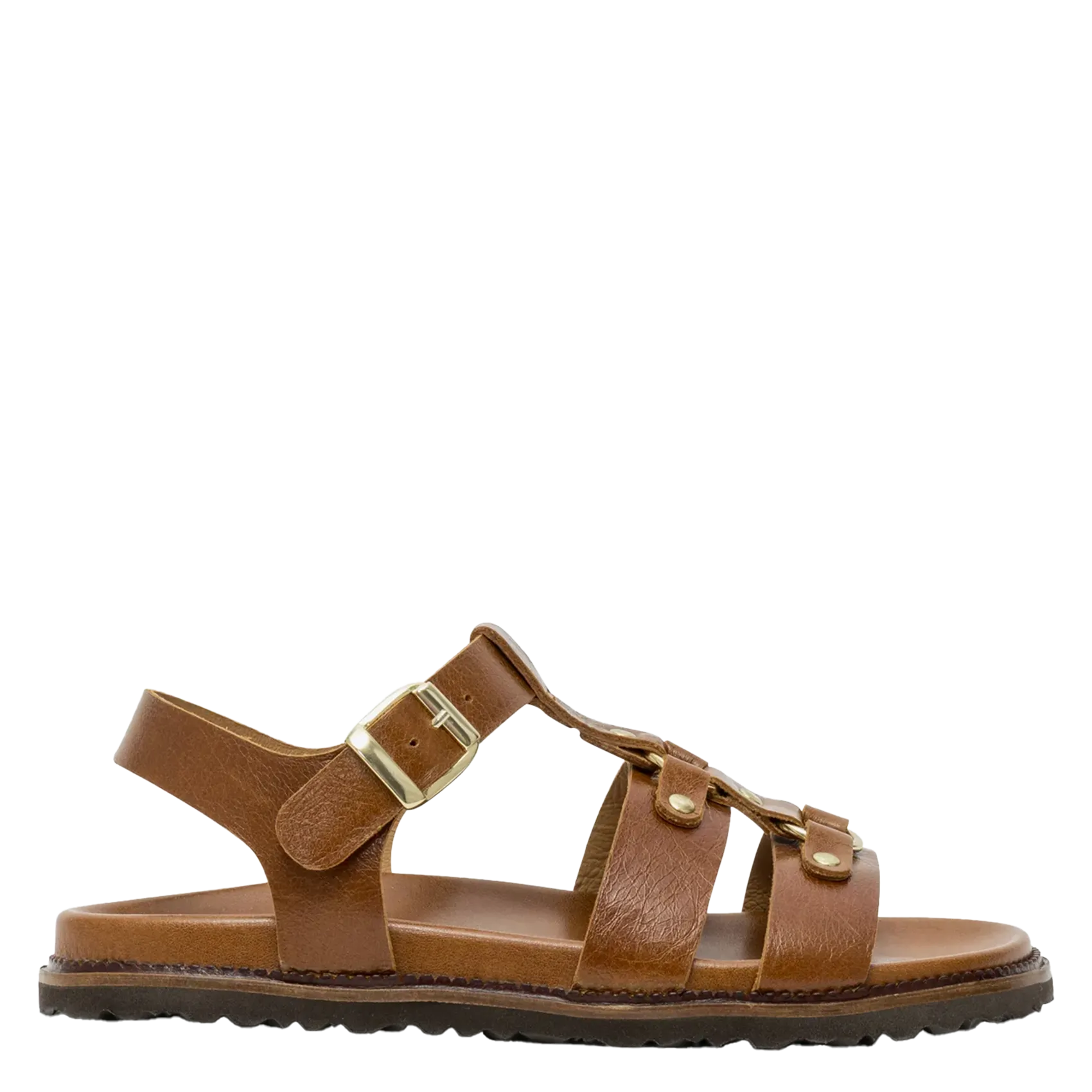 Sandales plates en cuir Marron GESS