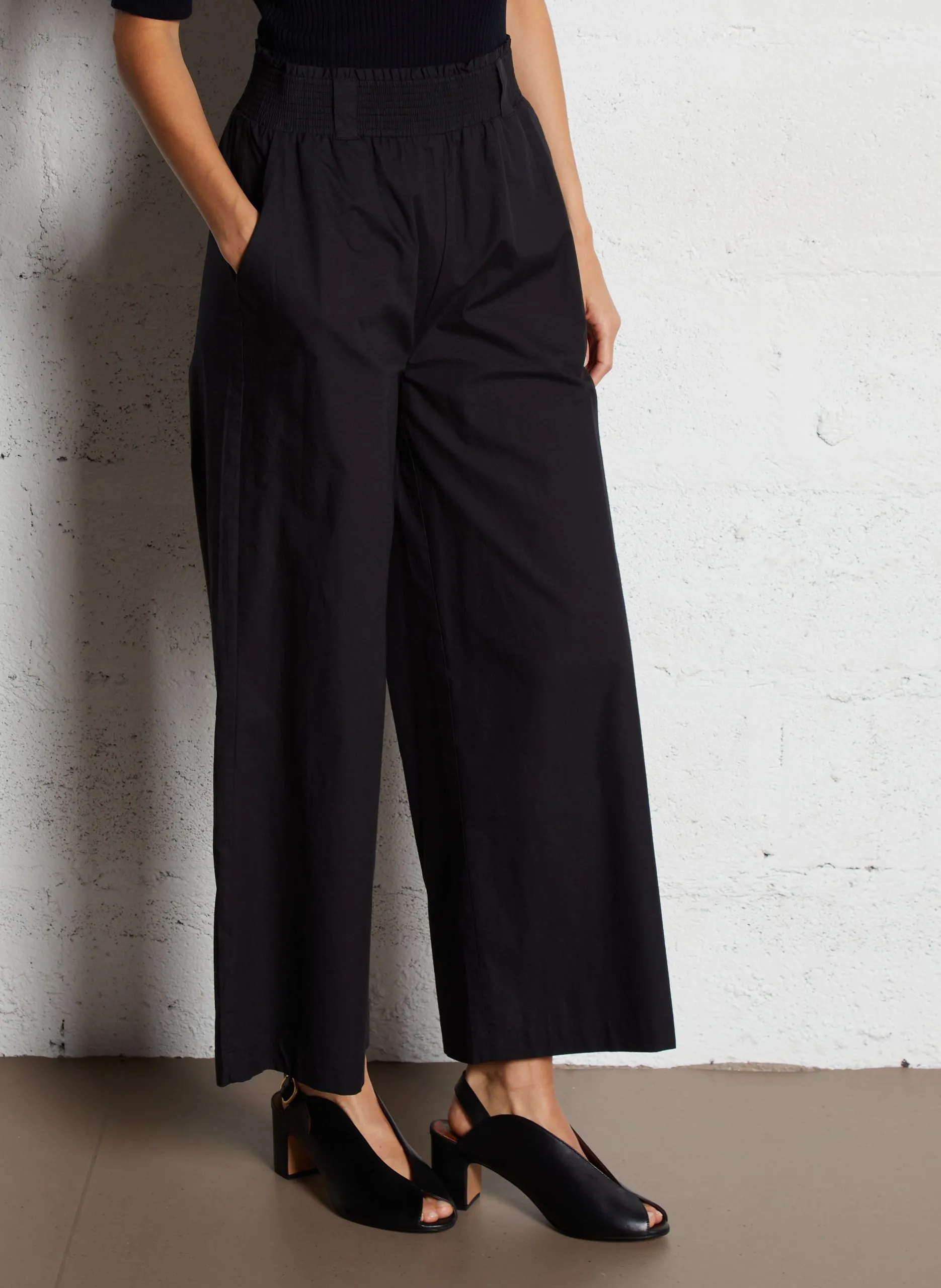 Pantalon large en coton Noir BERTHIE