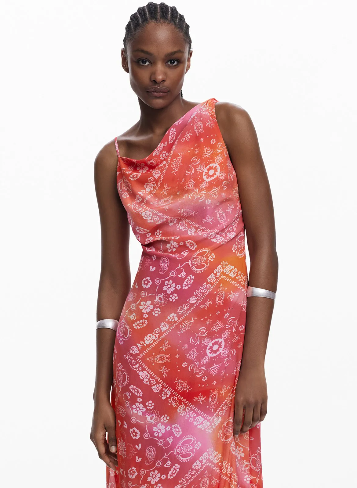 Robe midi imprimée Rouge