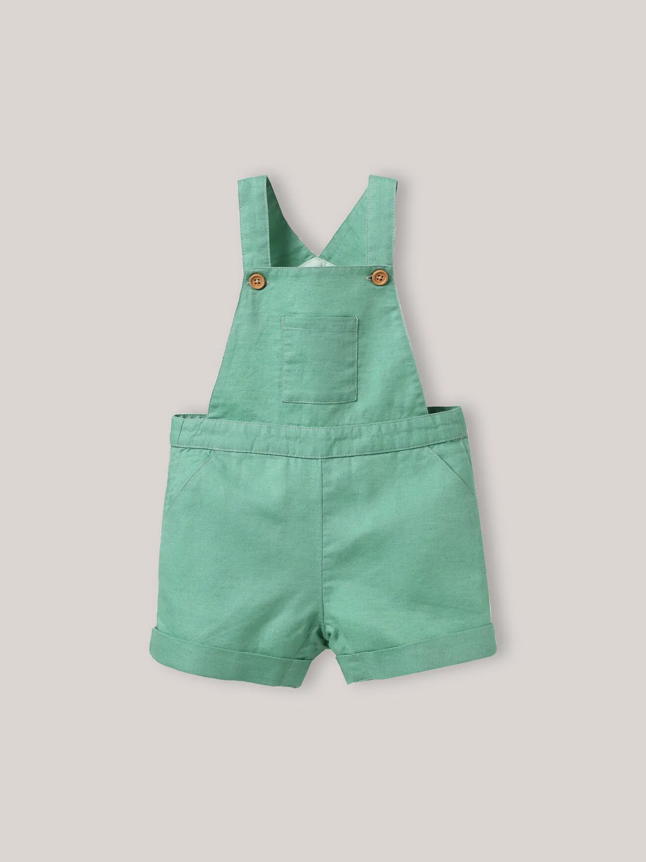 Salopette courte lin et coton Vert