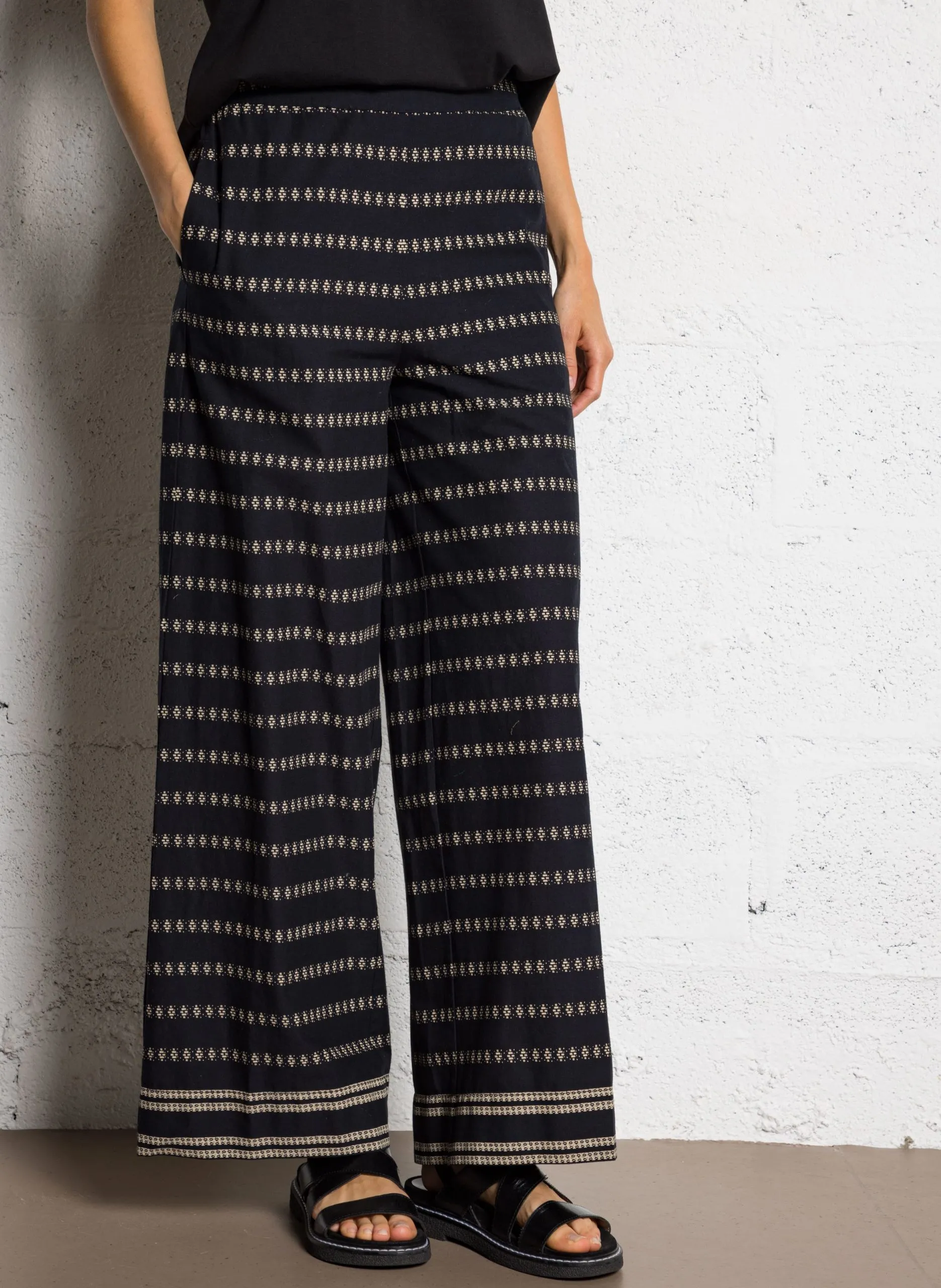 Pantalon taille haute imprimé Noir