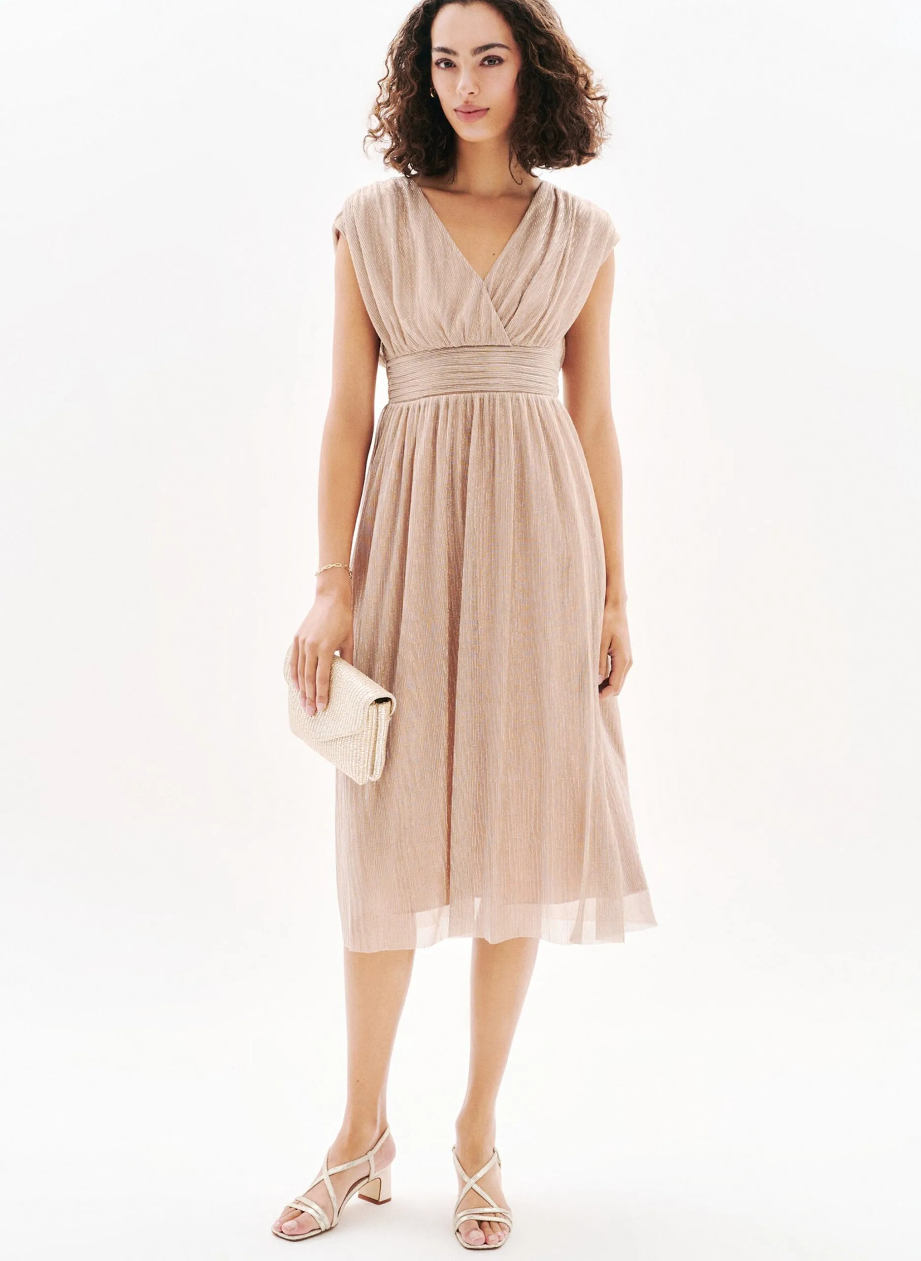 Robe longue en coton recyclé mélangé Rose 251R-RGUESTIE