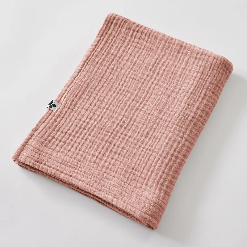 Drap de bain gaze de coton unie Rose