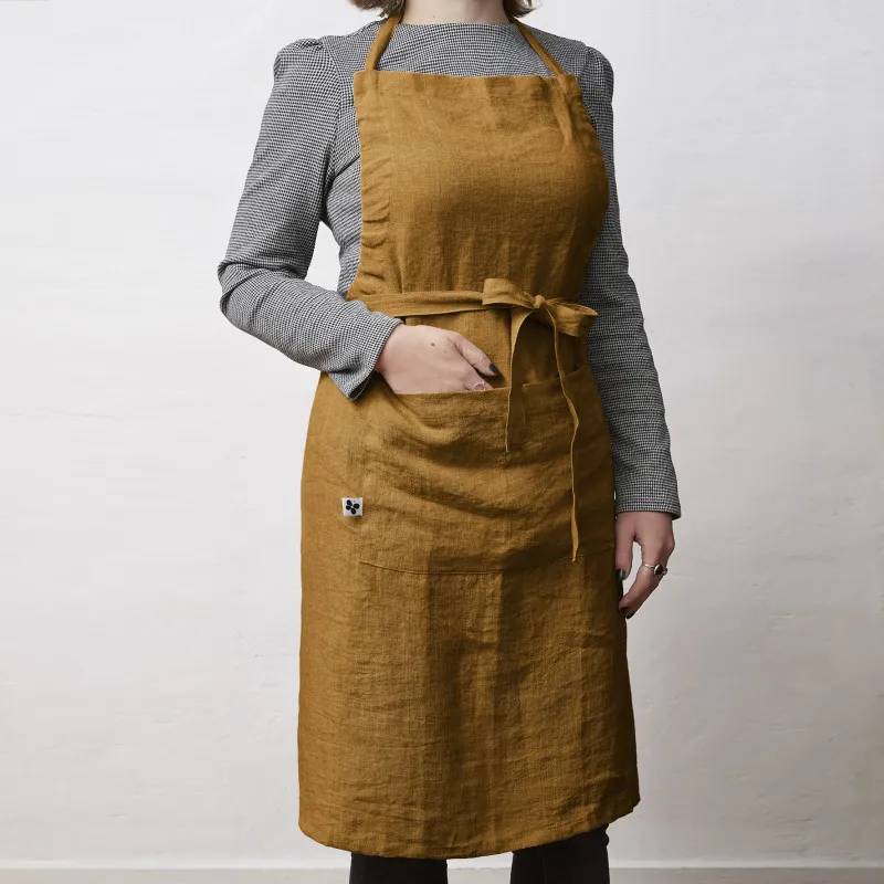 Tablier de chef en gaze de coton Marron