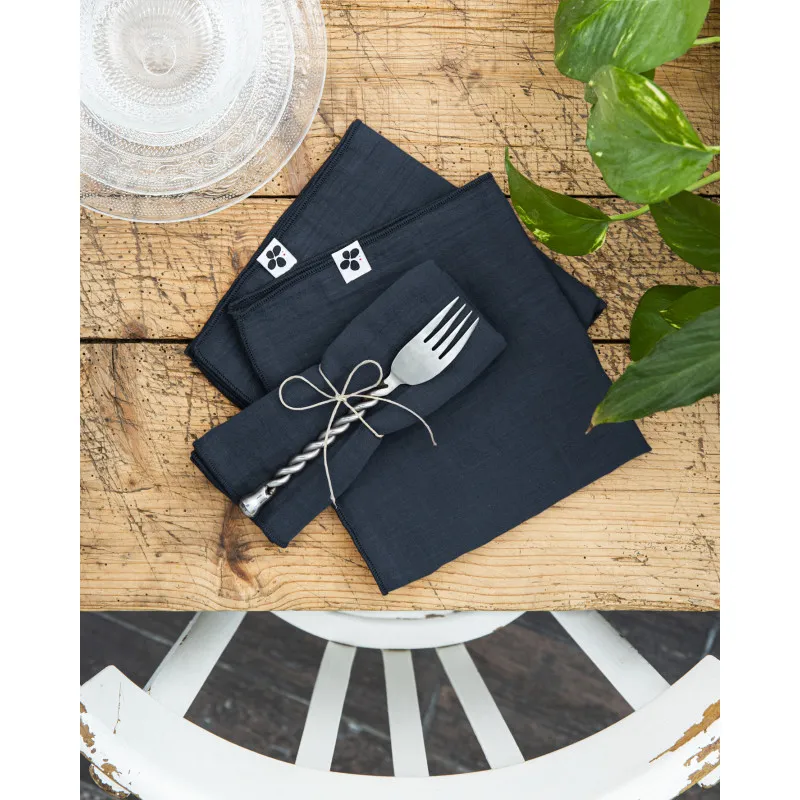 Lot de 2 essuie-mains en gaze de coton Bleu