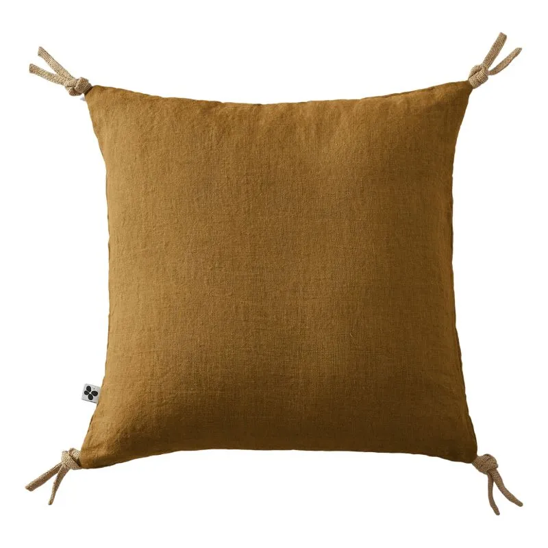 Coussin déco déhoussable 100% coton Marron