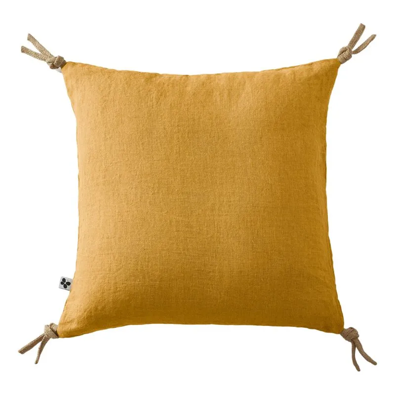Coussin déco déhoussable 100% coton Jaune
