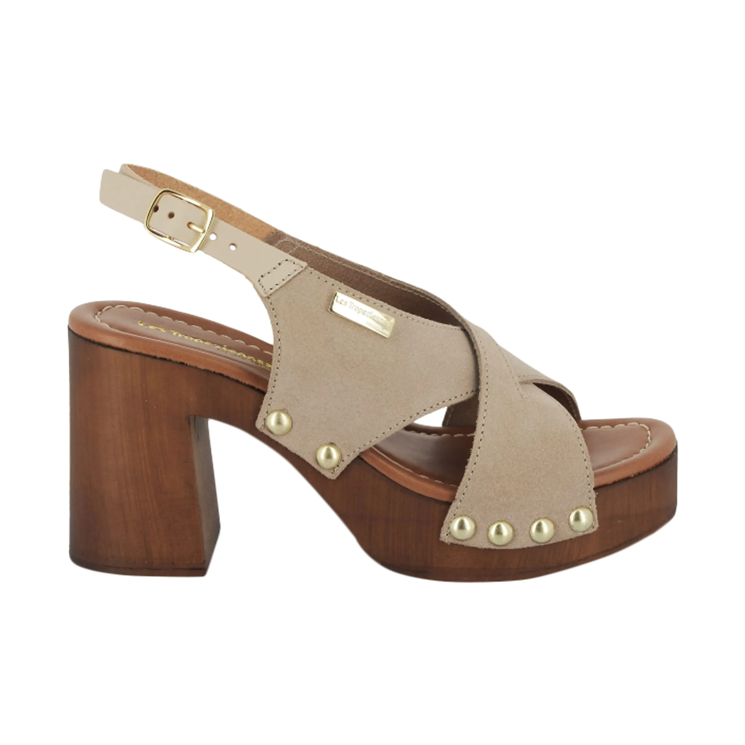 Sandales à talon cuir par m.belarbi penn Marron