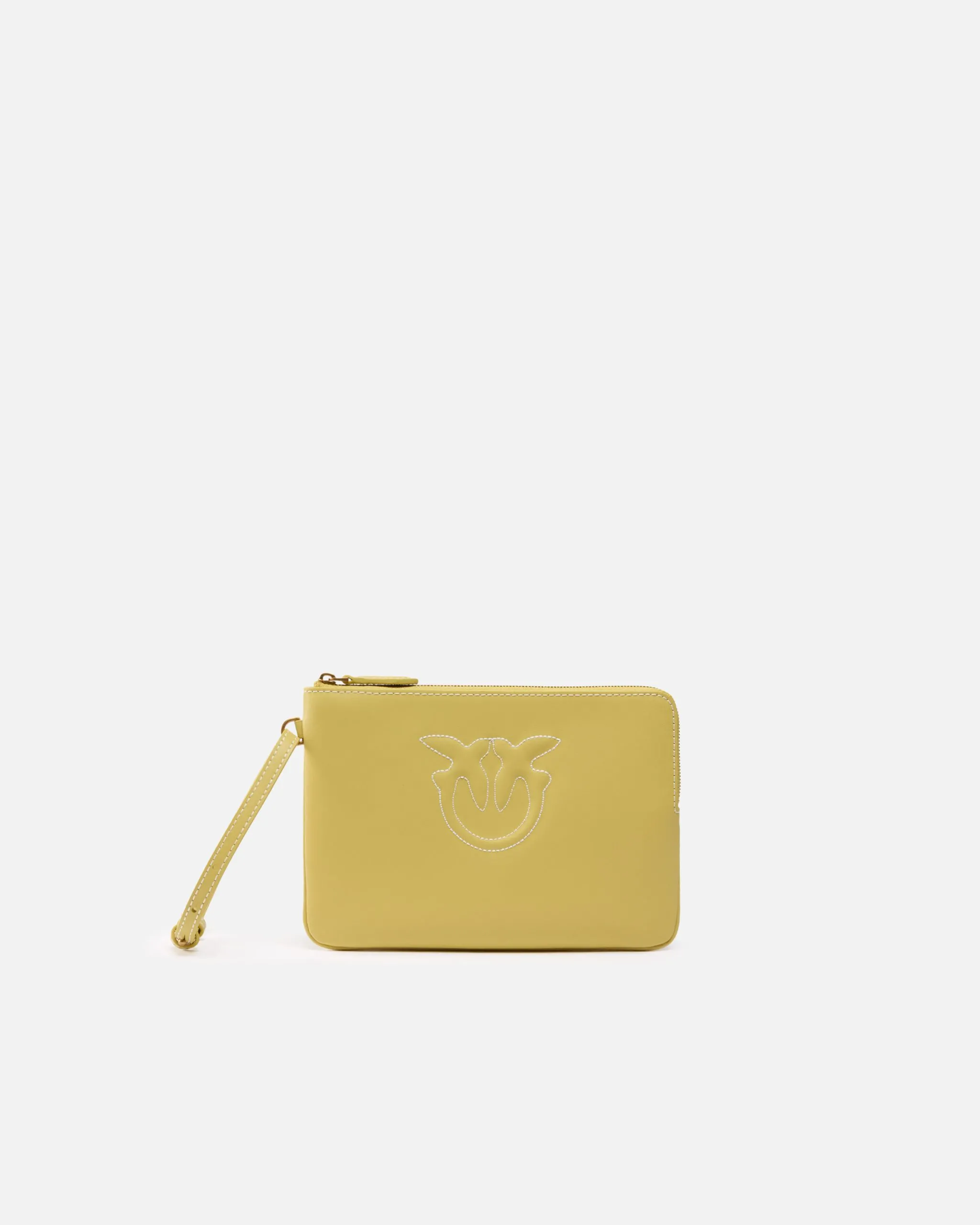 Pochette en cuir à porter au poignet avec logo love birds Vert