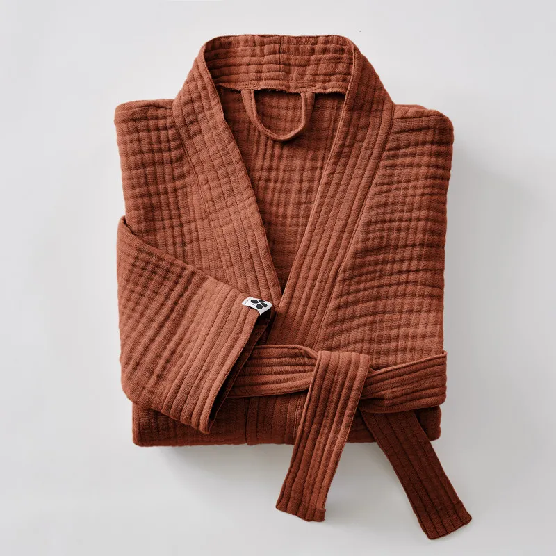 Peignoir kimono mixte gaze de coton unie gaïa Rouge