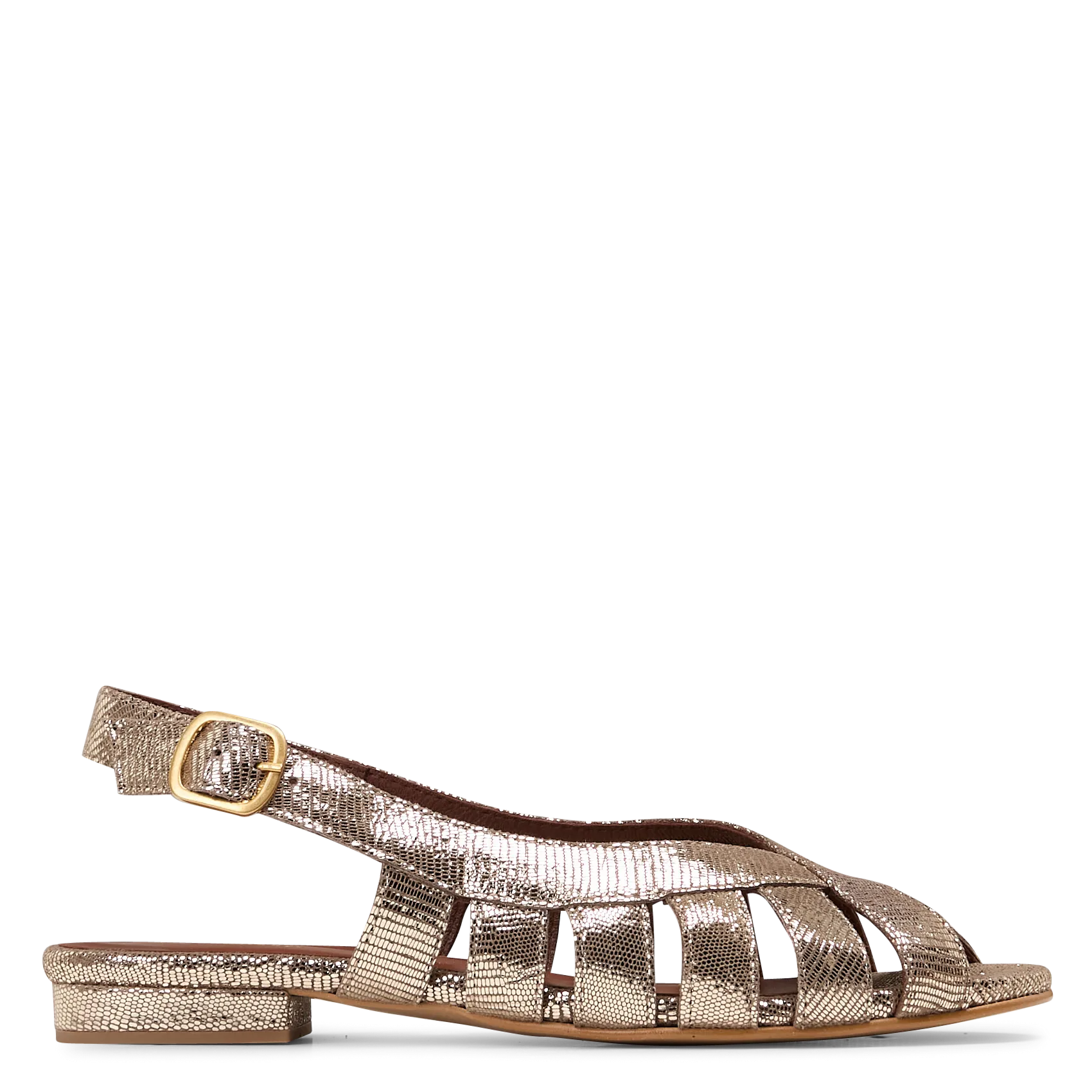 Sandales plates en cuir métallisé Doré SOPHIE 20