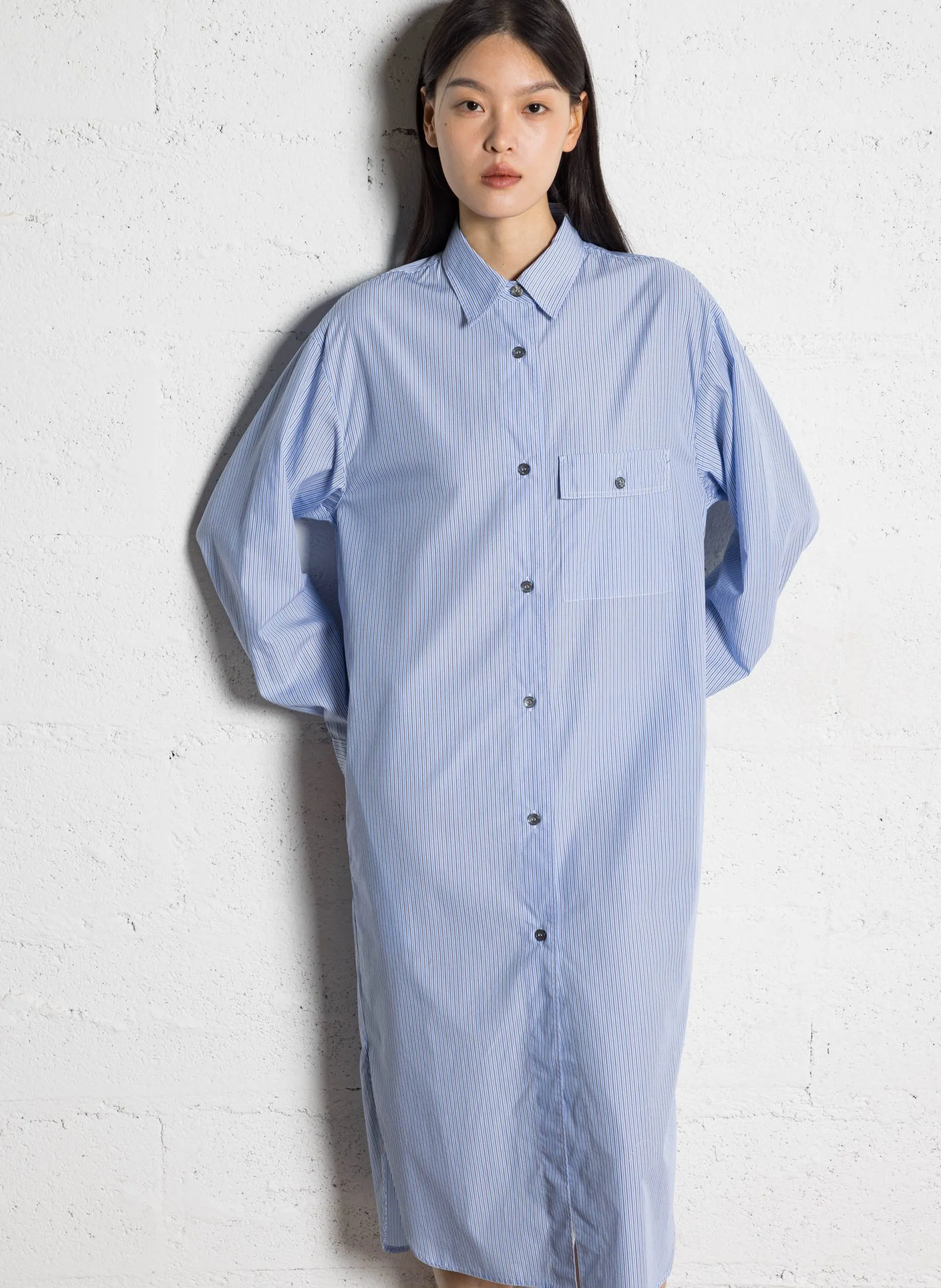 Robe chemise droite rayée Multicolore