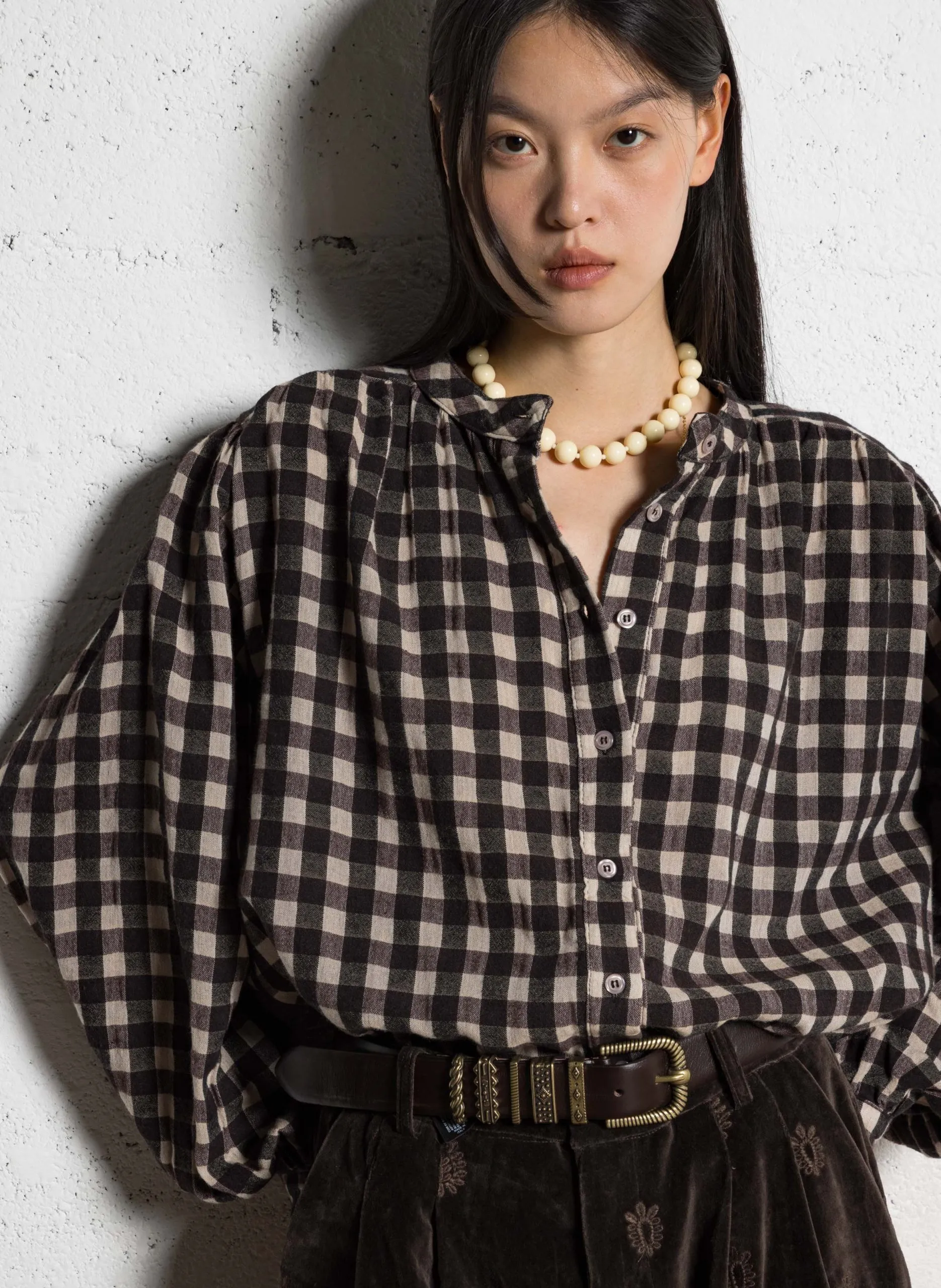 Chemise ample à carreaux Marron BOURGOGNE REBECCA